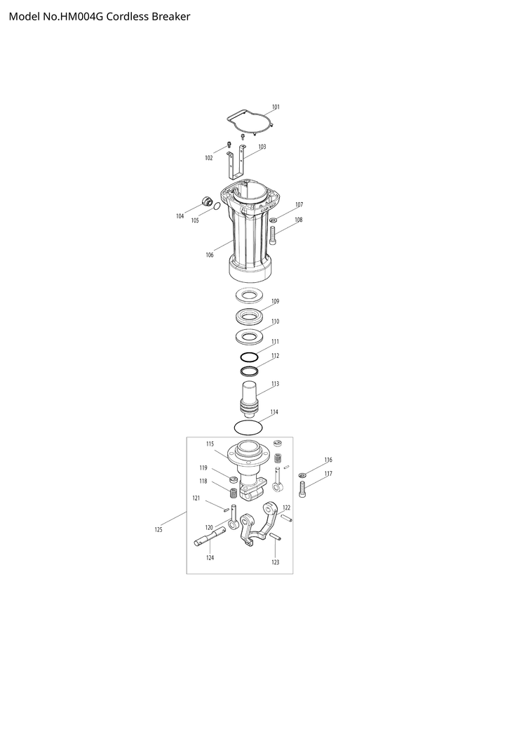 Makita HM004G — сборочный чертёж, лист 3, деталь 135669-2 поз. 125