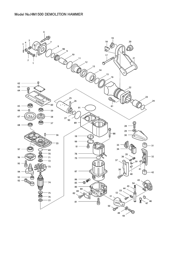 Makita HM1500 — сборочный чертёж, лист 1, деталь 322514-2 поз. 007-1