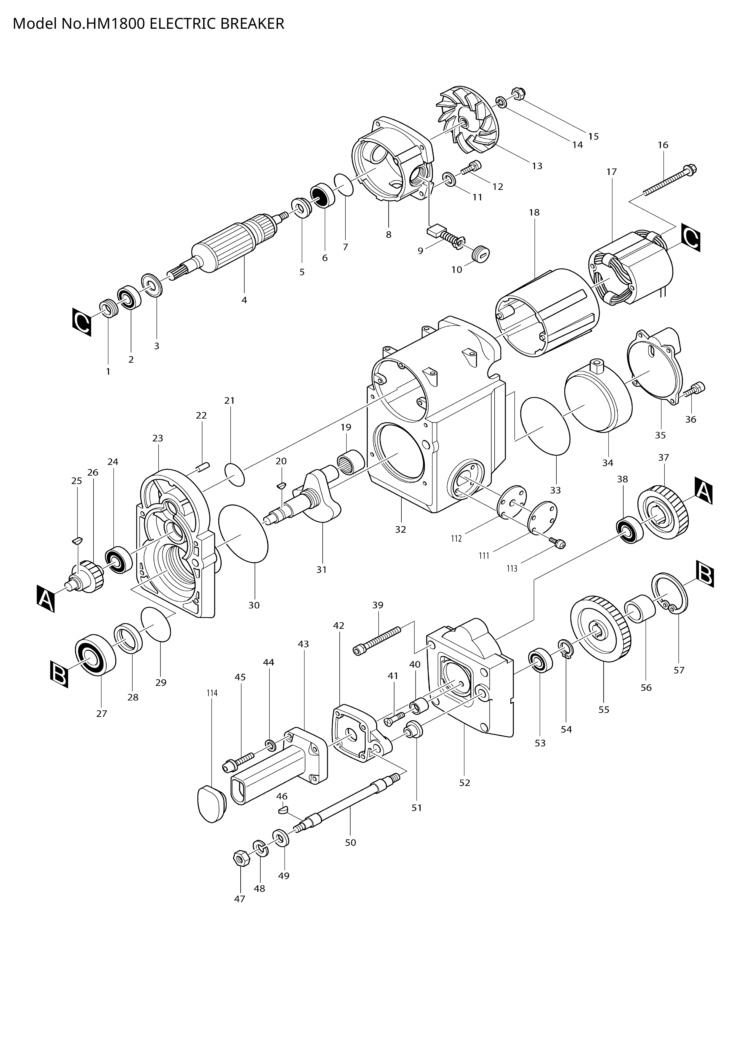 Makita HM1800 — сборочный чертёж, лист 1, деталь 322551-6 поз. 083
