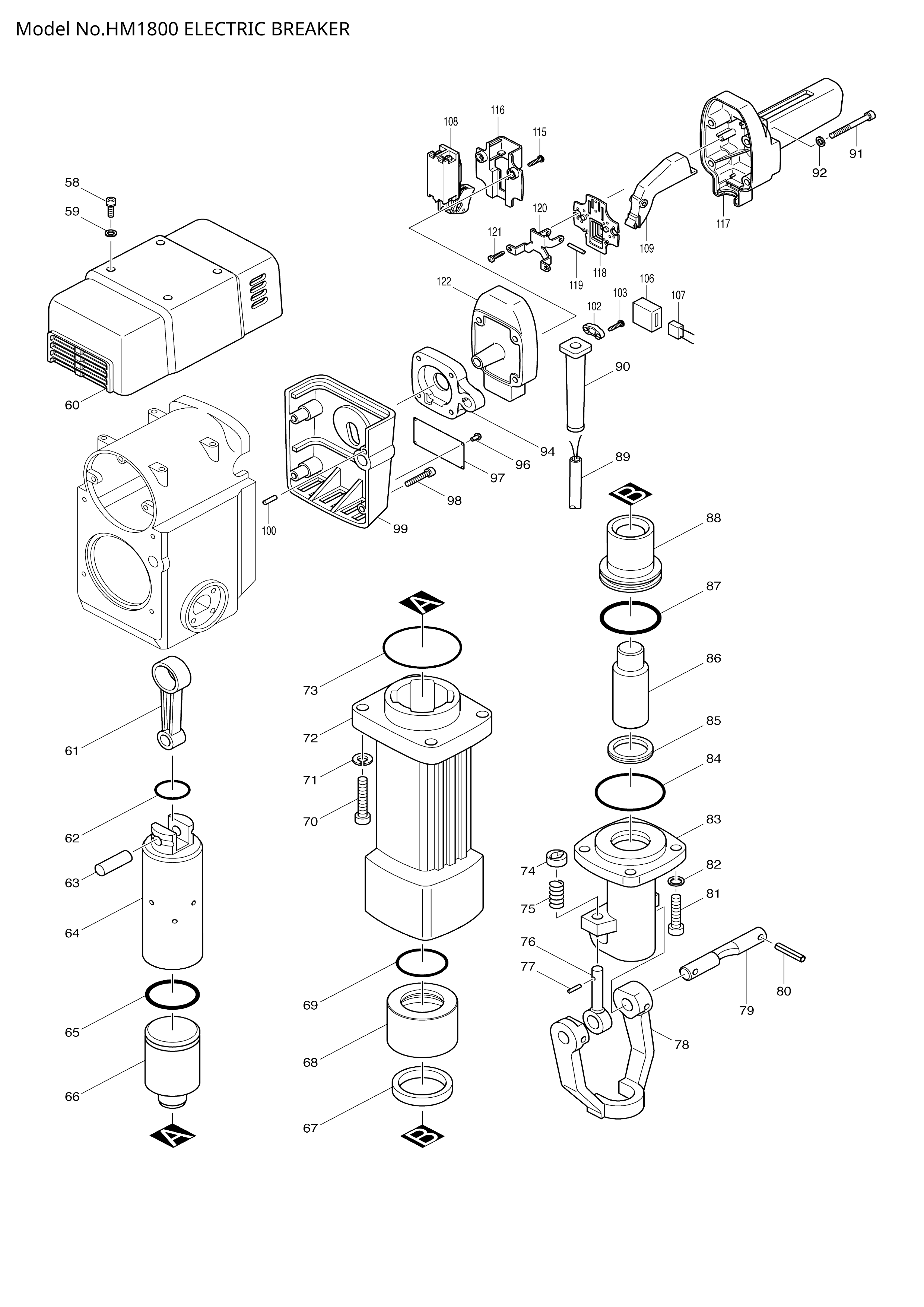 Makita HM1800 — сборочный чертёж, лист 2, деталь 322551-6 поз. 083