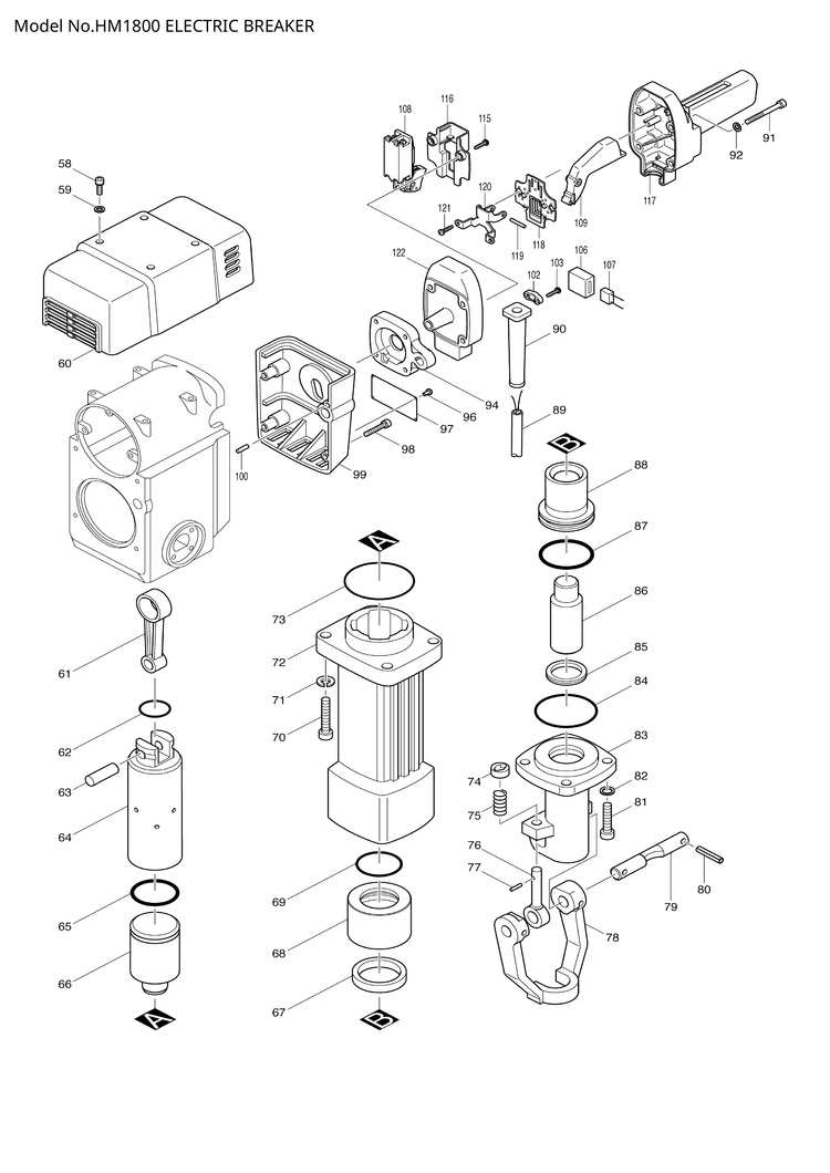 Makita HM1800 — сборочный чертёж, лист 2, деталь 322551-6 поз. 083