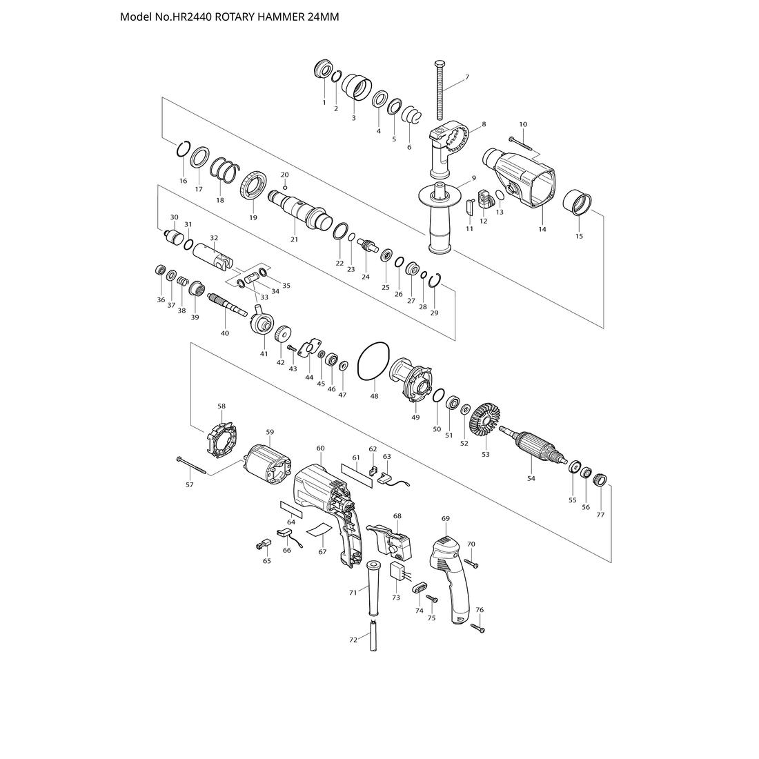 Makita HR2440 — сборочный чертёж, лист 1, деталь 517378-9 поз. 054