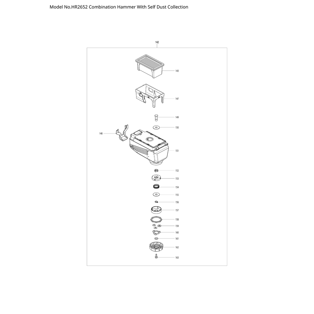 Makita HR2652 — сборочный чертёж, лист 3, деталь 199586-0 поз. 142