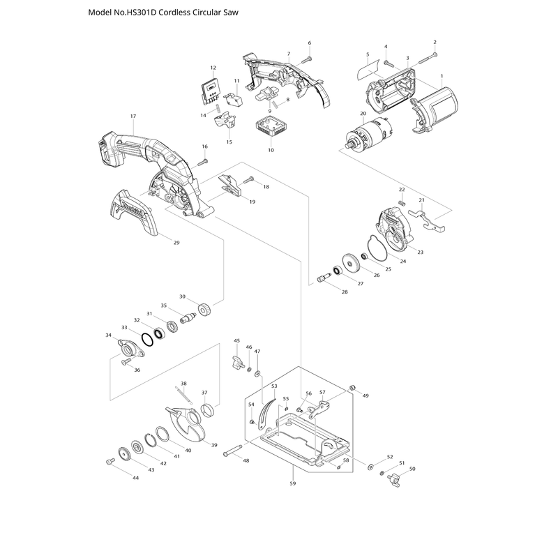 Makita HS301D — сборочный чертёж, лист 1, деталь 632F49-4 поз. 010