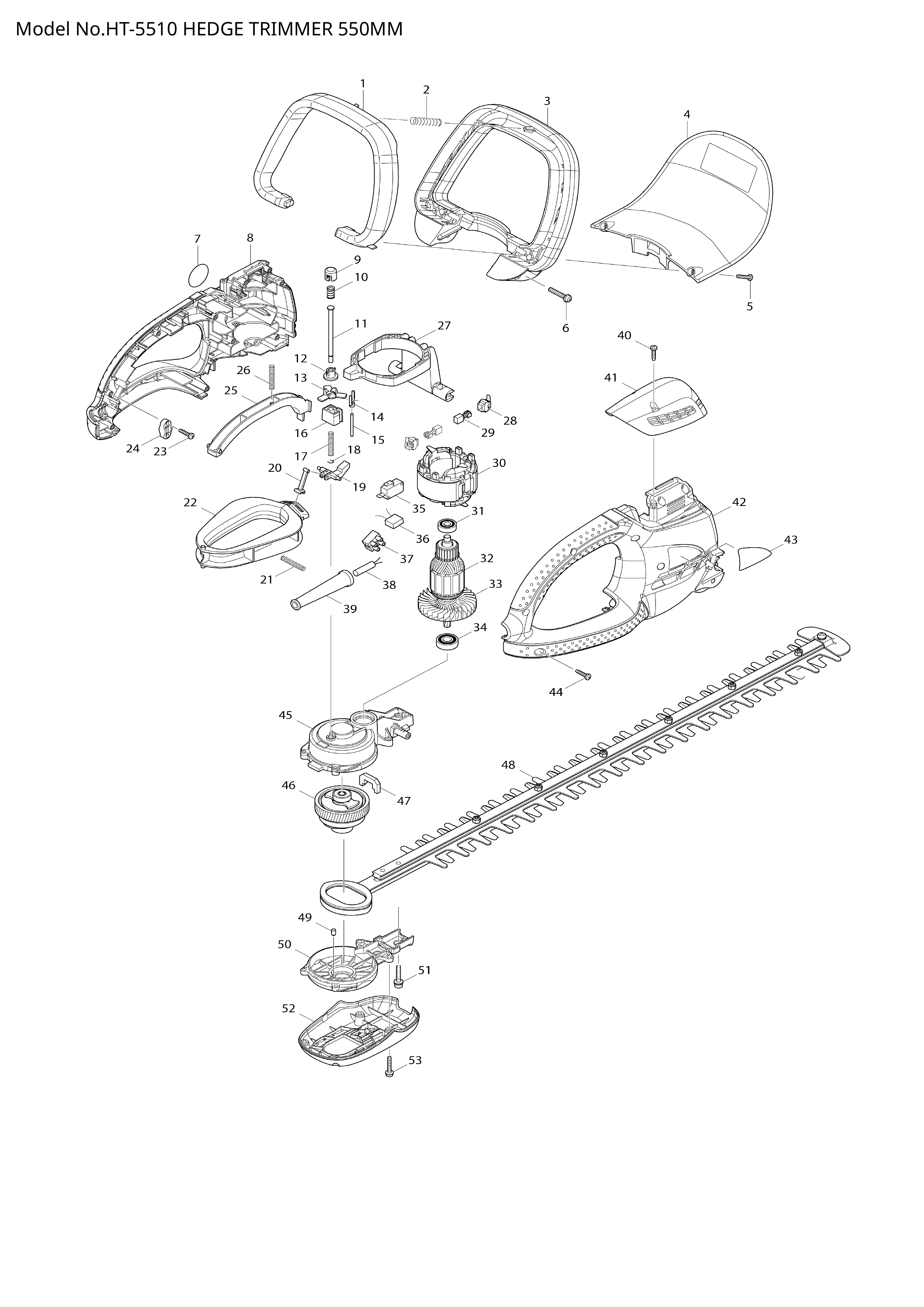 Makita HT-5510 — сборочный чертёж, лист 1, деталь 516499-4 поз. 032