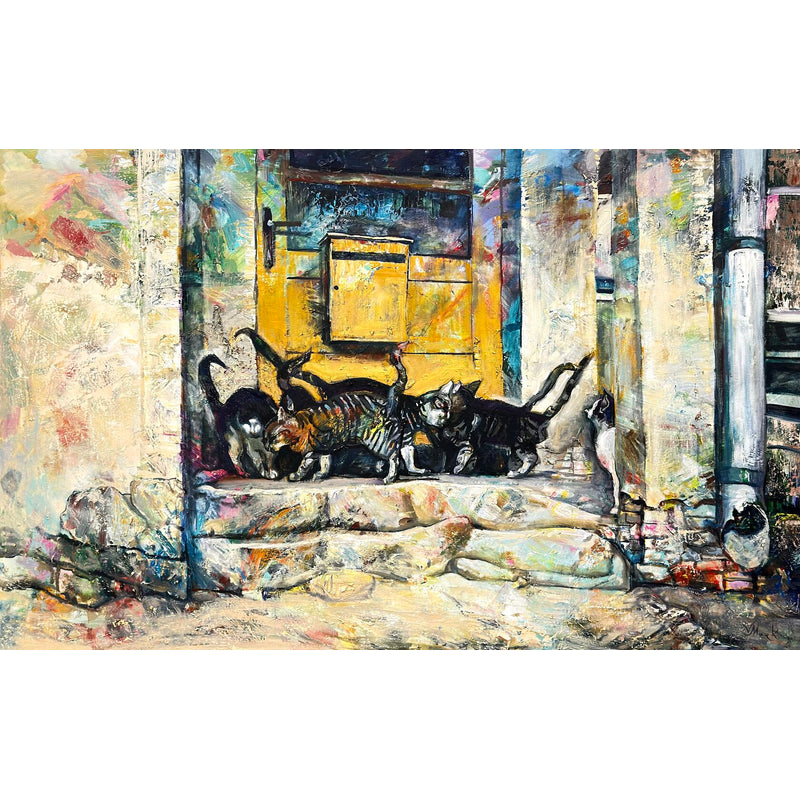 The yellow door to cat paradise, painting by Master Victor