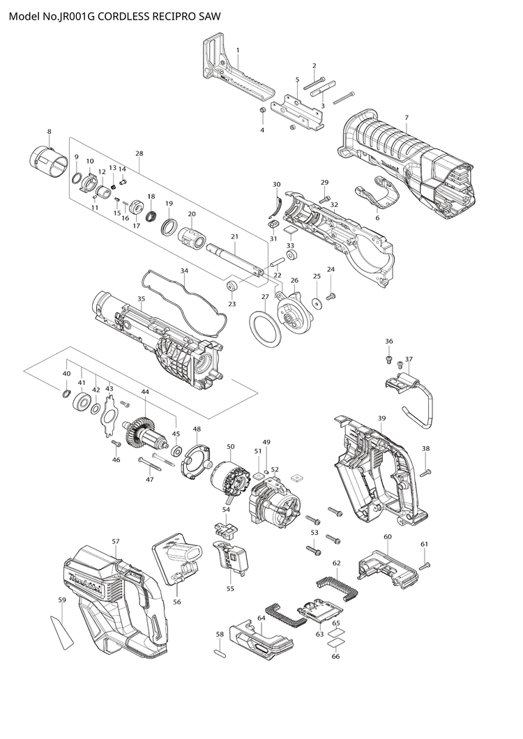 Makita JR001G — сборочный чертёж, лист 1, деталь 620C31-7 поз. 056