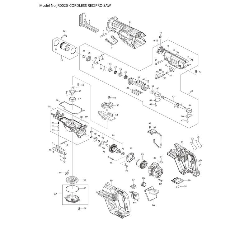 Makita JR002G — сборочный чертёж, лист 1, деталь 141H95-3 поз. 037