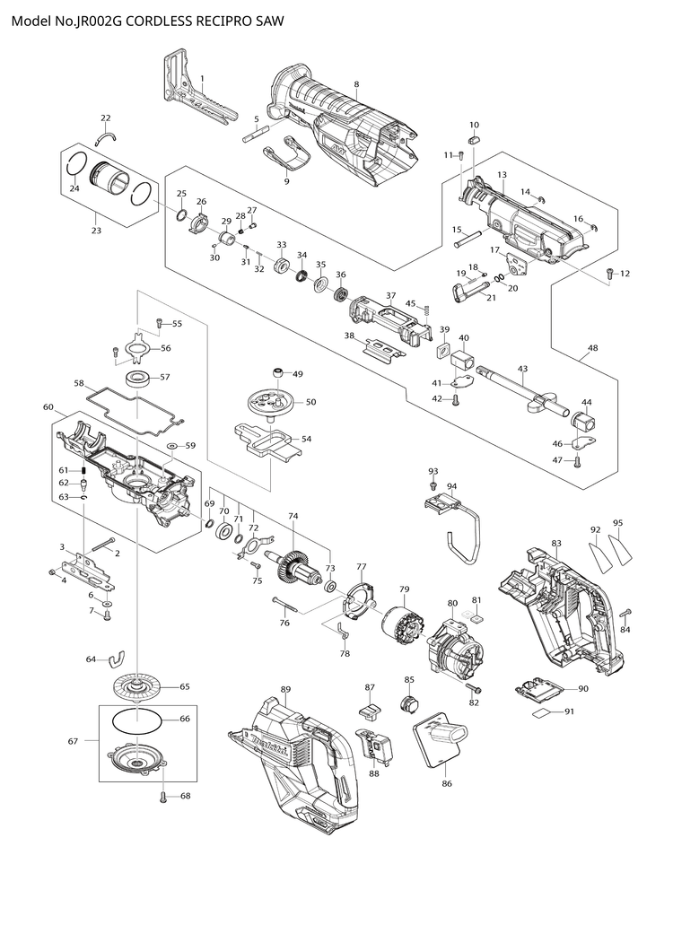 Makita JR002G — сборочный чертёж, лист 1, деталь 141H95-3 поз. 037