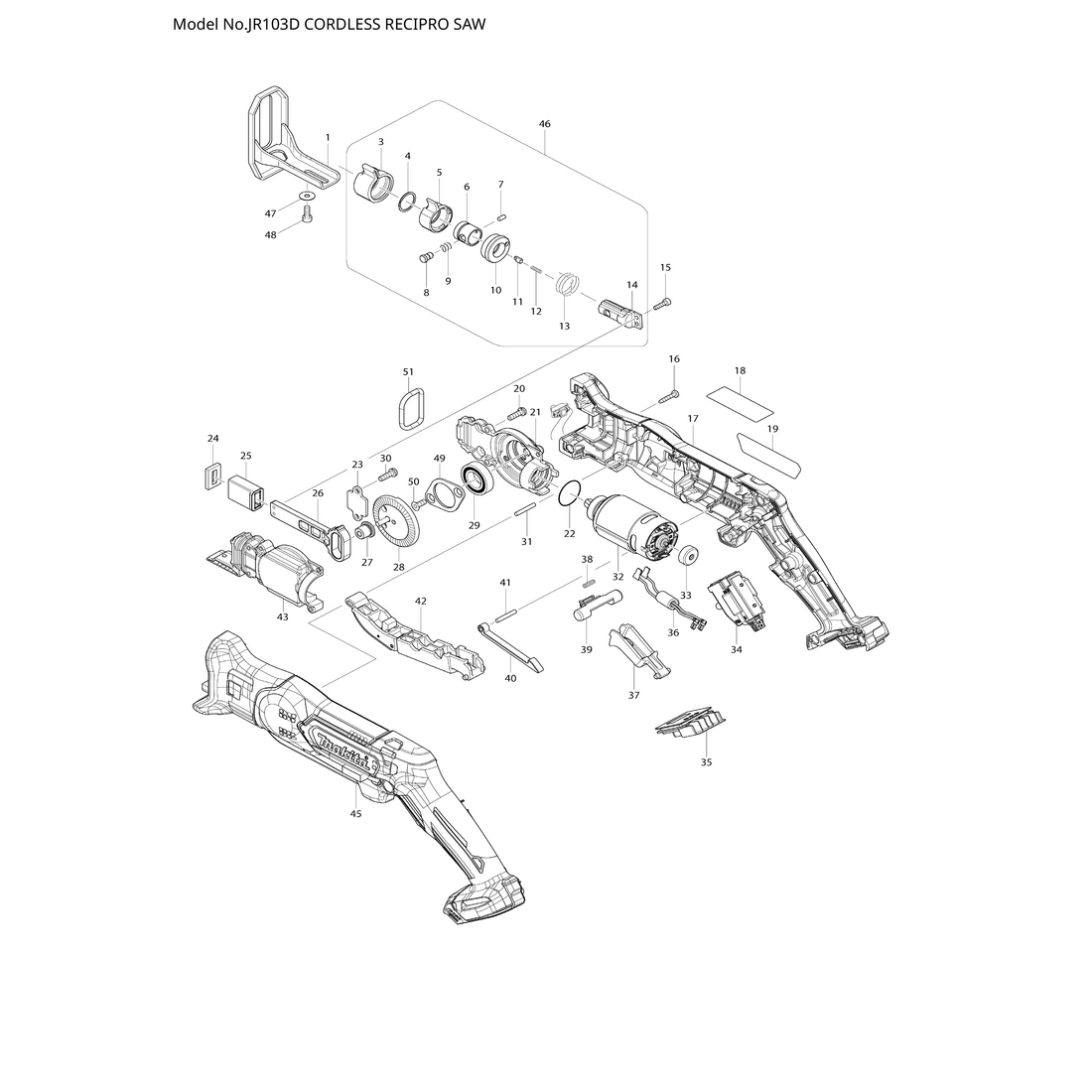 Makita JR103D — сборочный чертёж, лист 1, деталь 632F66-4 поз. 036