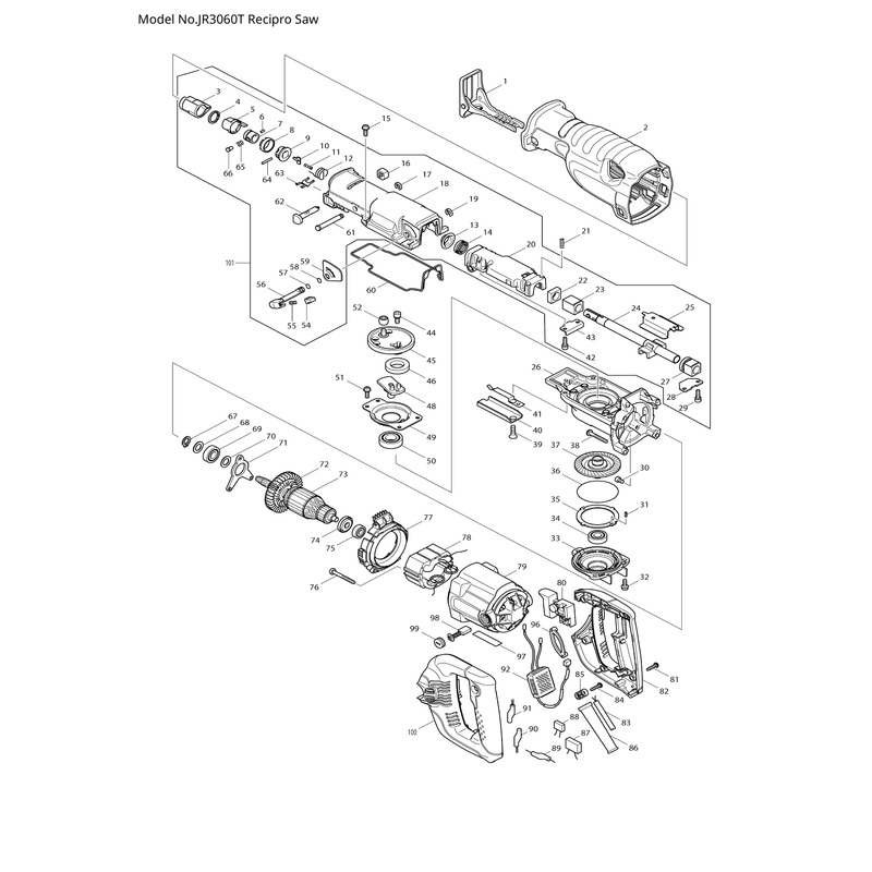 Makita JR3060T — сборочный чертёж, лист 1, деталь 650219-7 поз. 080
