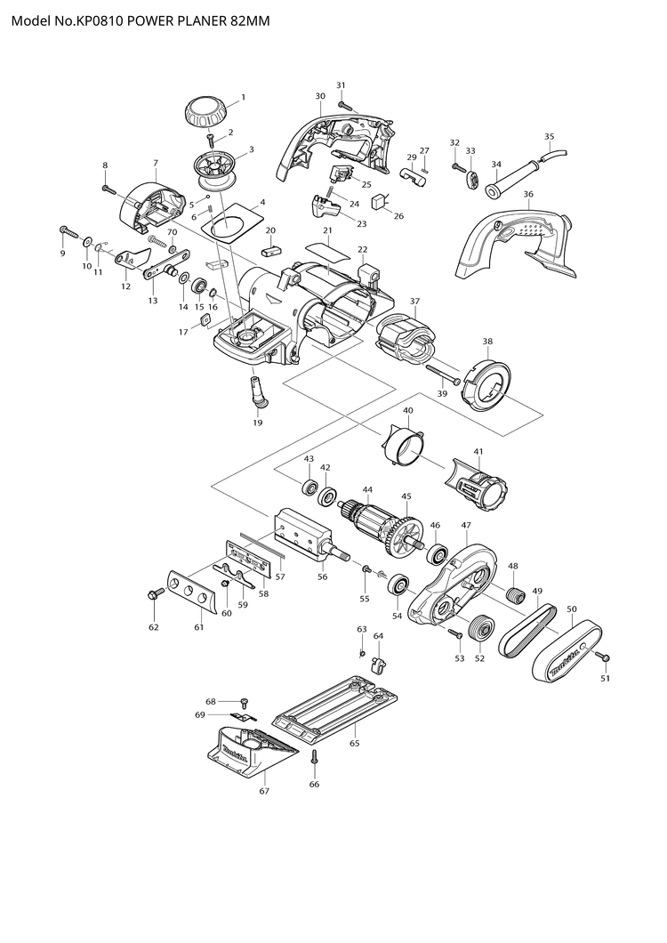 Makita KP0810 — сборочный чертёж, лист 1, деталь 513684-0 поз. 044