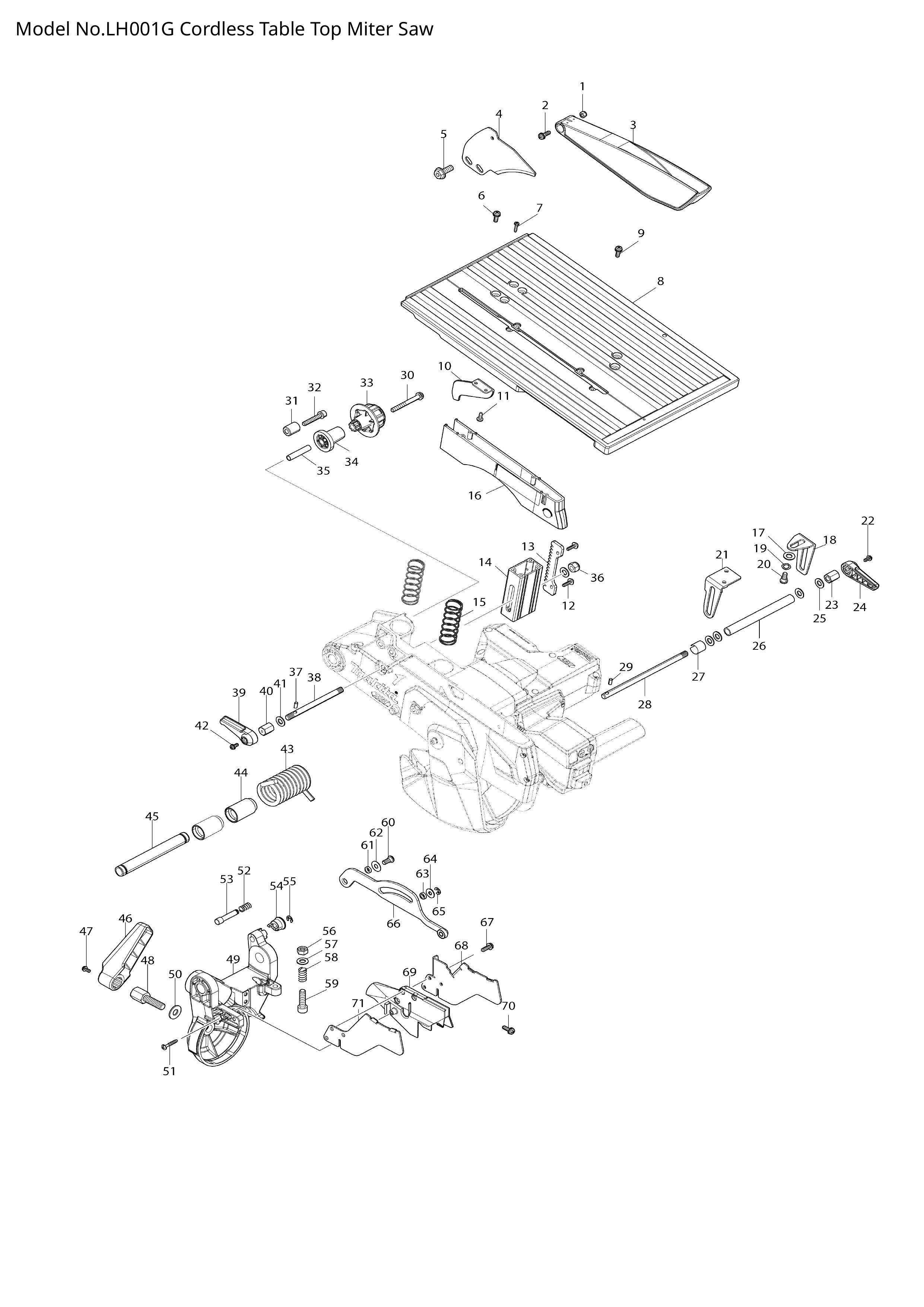 Makita LH001G — сборочный чертёж, лист 1, деталь 327702-6 поз. 053