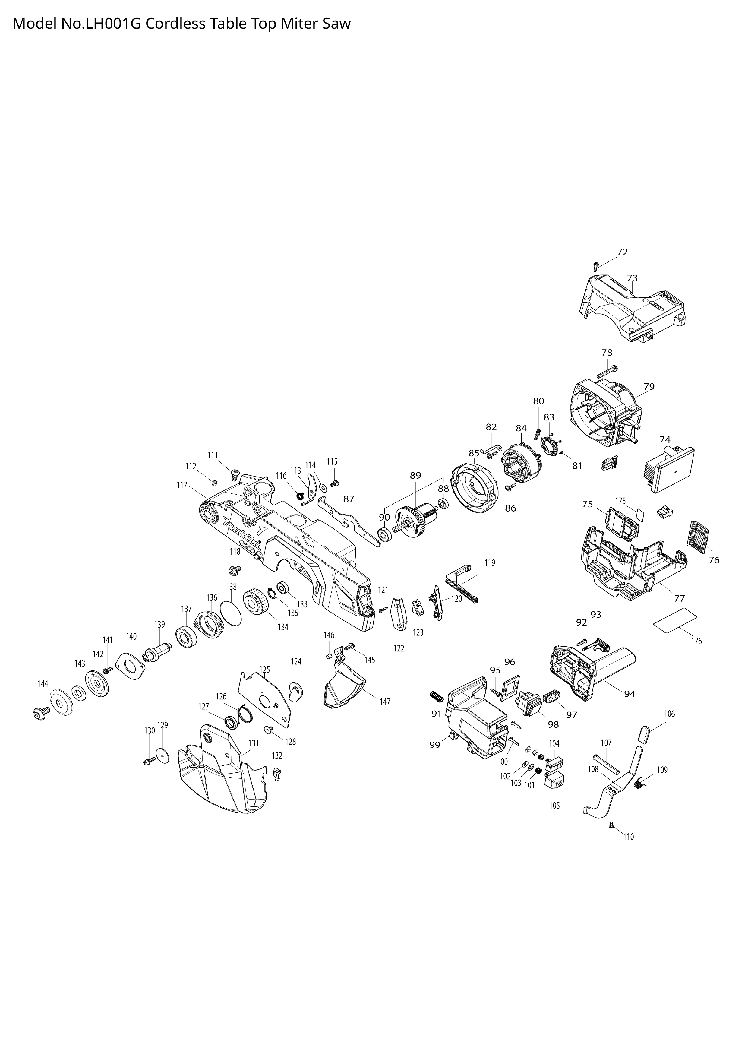 Makita LH001G — сборочный чертёж, лист 2, деталь 327702-6 поз. 053