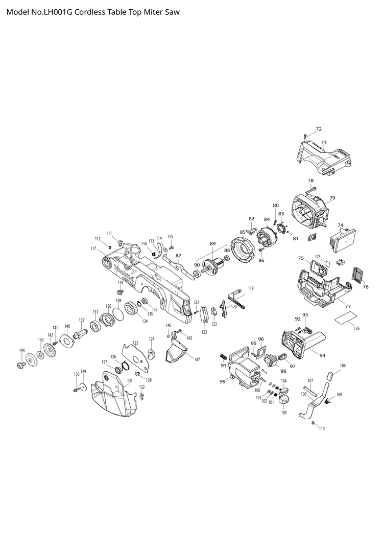 Makita LH001G — сборочный чертёж, лист 2, деталь 327702-6 поз. 053