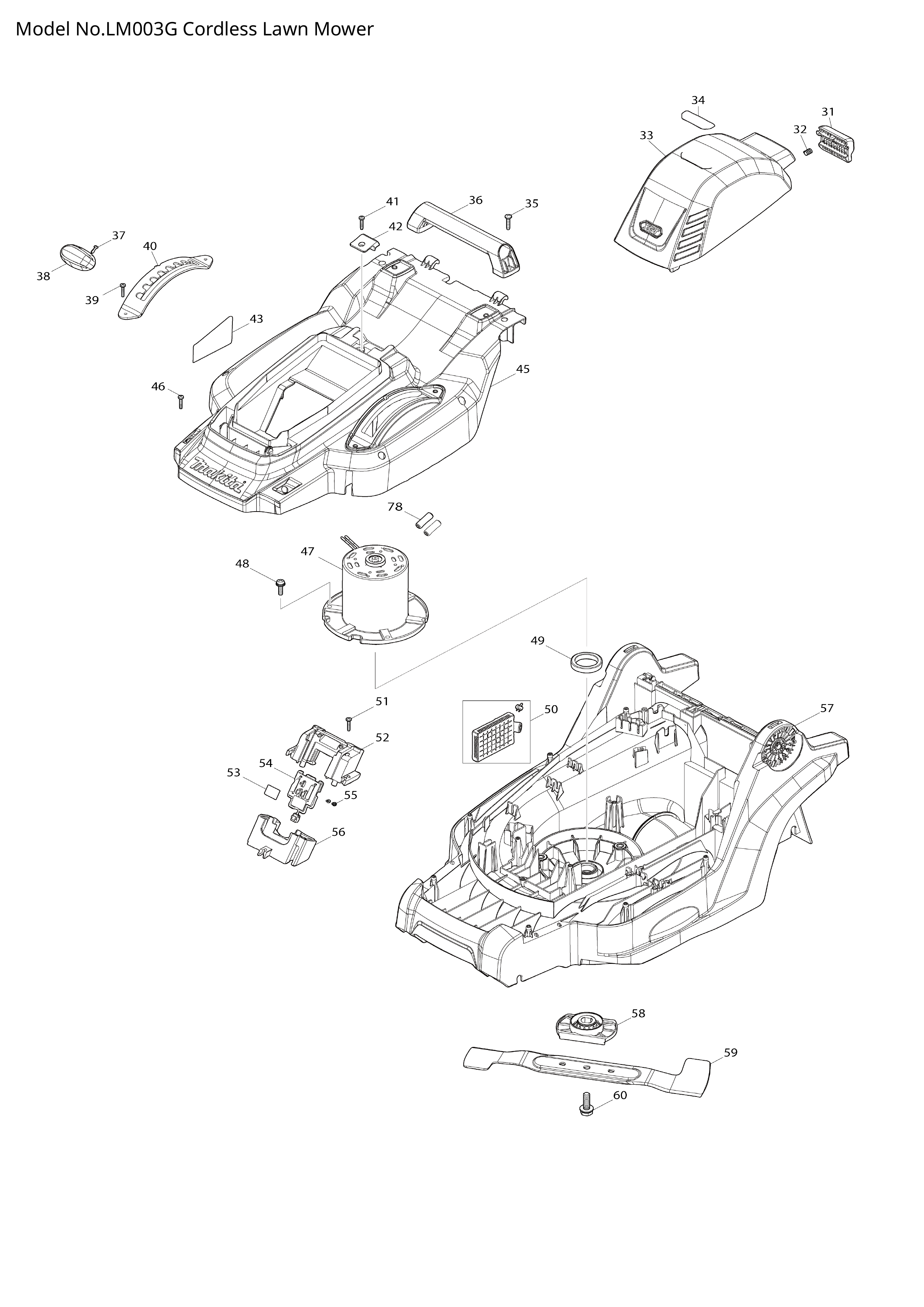 Makita LM003G — сборочный чертёж, лист 2, деталь 327C30-7 поз. 019