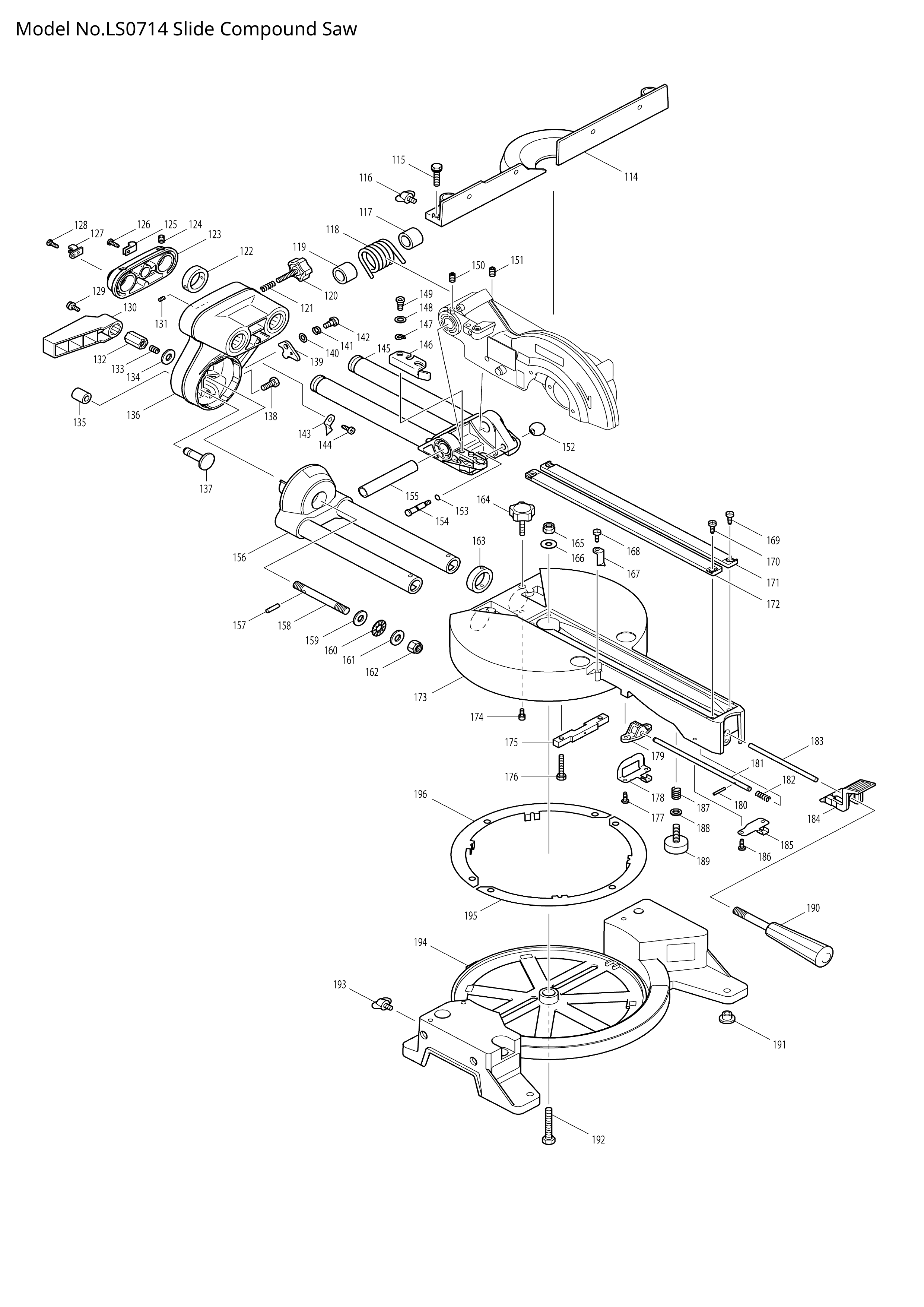 Makita LS0714 — сборочный чертёж, лист 2, деталь 594558-4 поз. 084-2