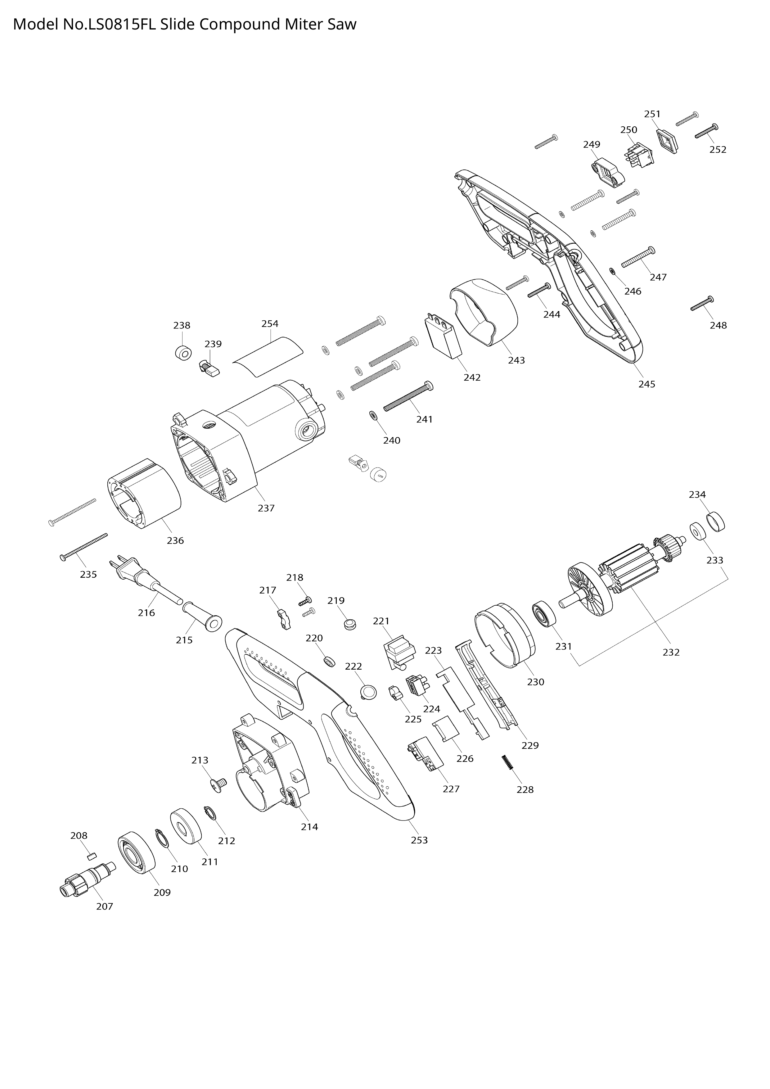 Makita LS0815FL — сборочный чертёж, лист 3, деталь JM23500055 поз. 153