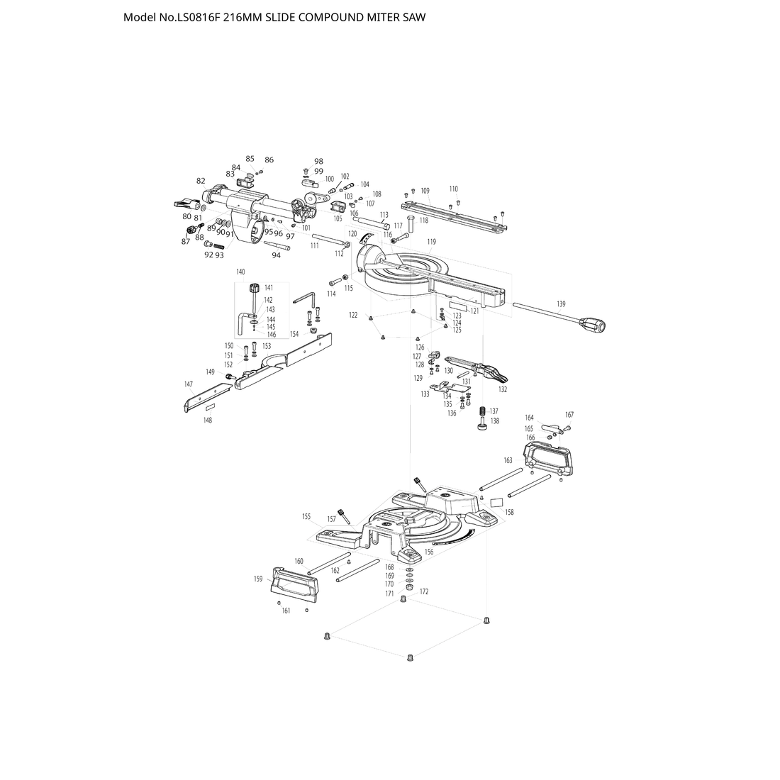 Makita LS0816F — сборочный чертёж, лист 2, деталь JM00000463 поз. 139