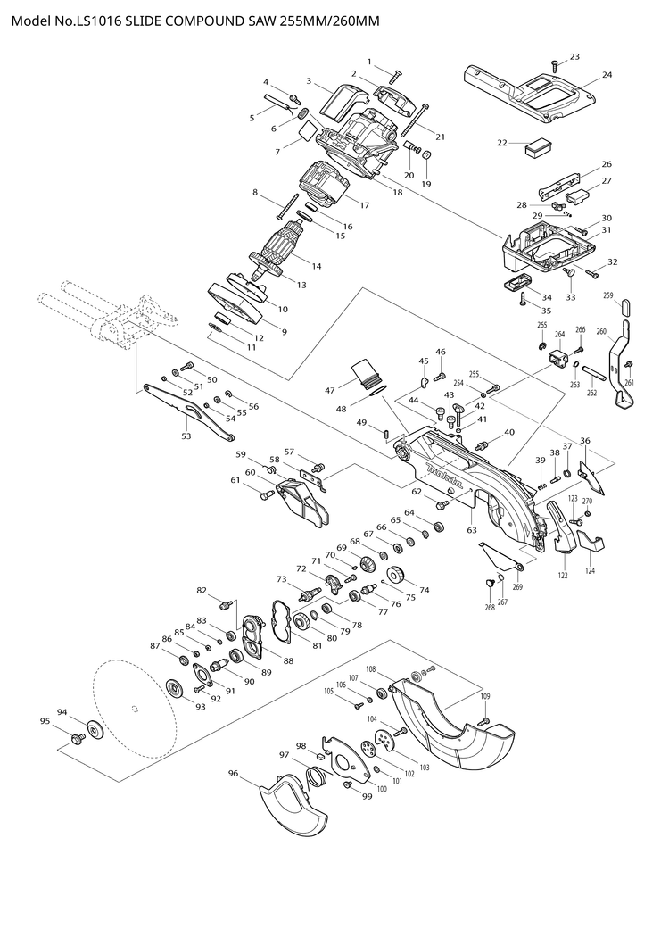 Makita LS1016 — сборочный чертёж, лист 1, деталь 631866-3 поз. 003