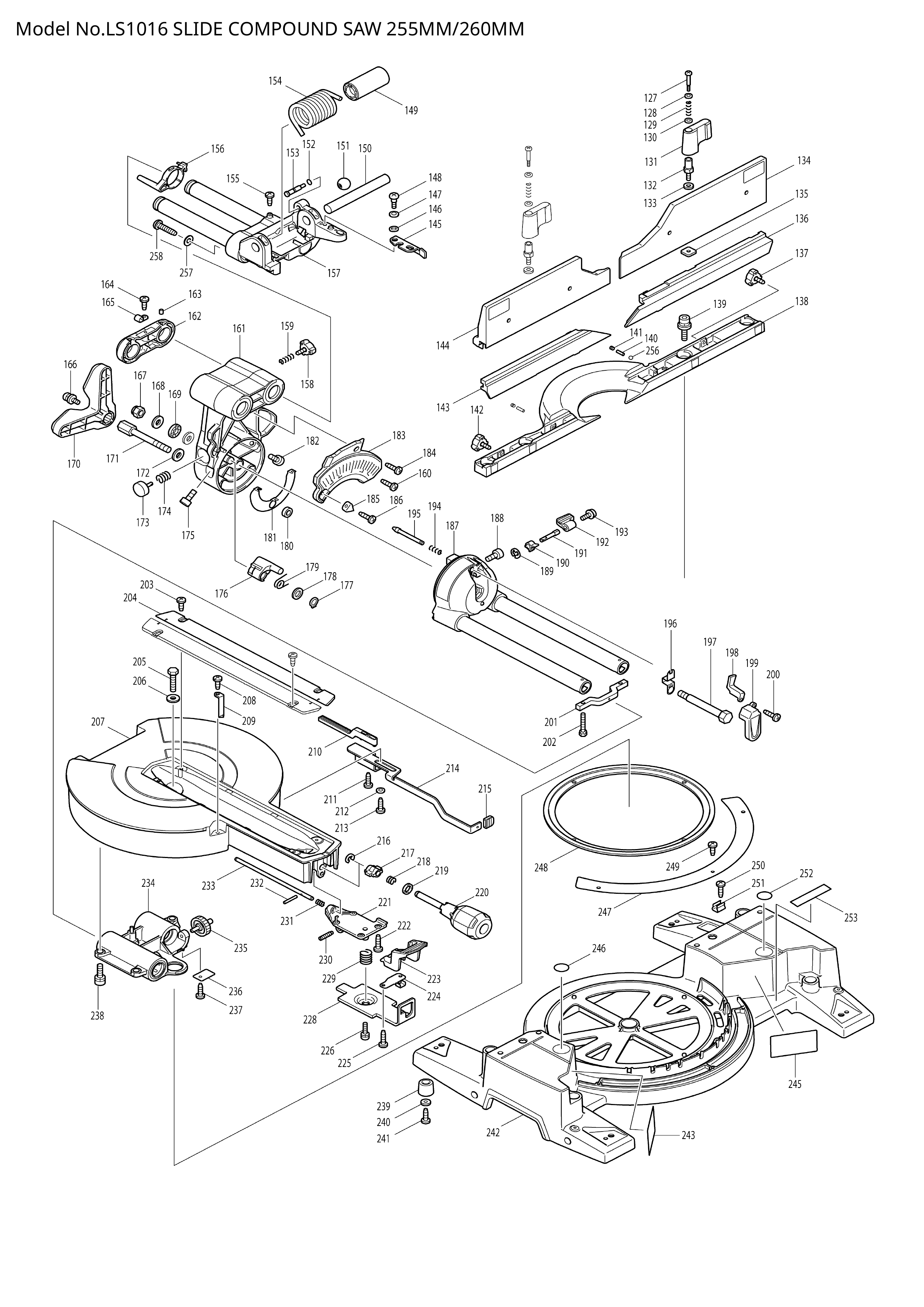 Makita LS1016 — сборочный чертёж, лист 2, деталь 631866-3 поз. 003