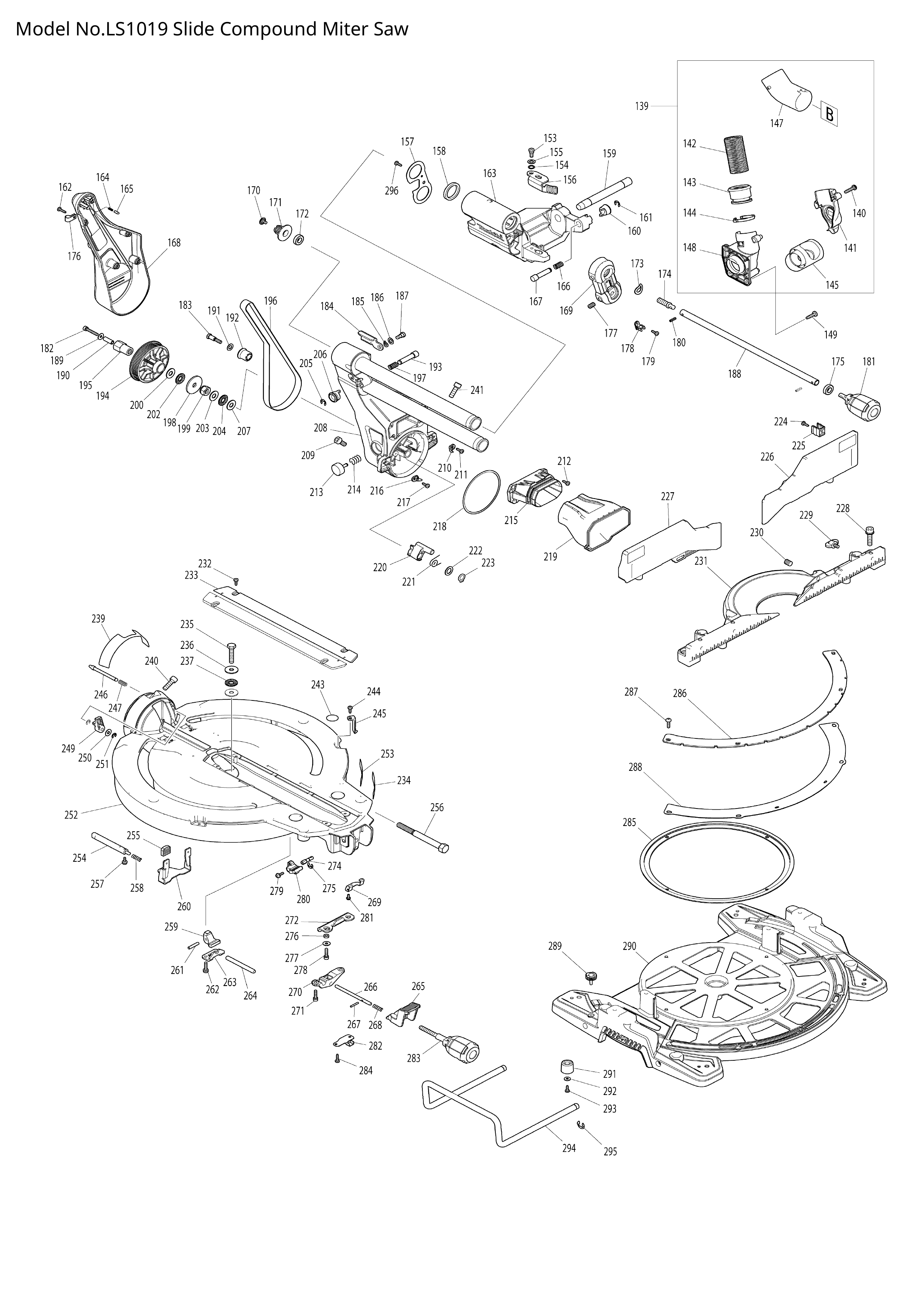 Makita LS1019 — сборочный чертёж, лист 2, деталь 650687-4 поз. 008