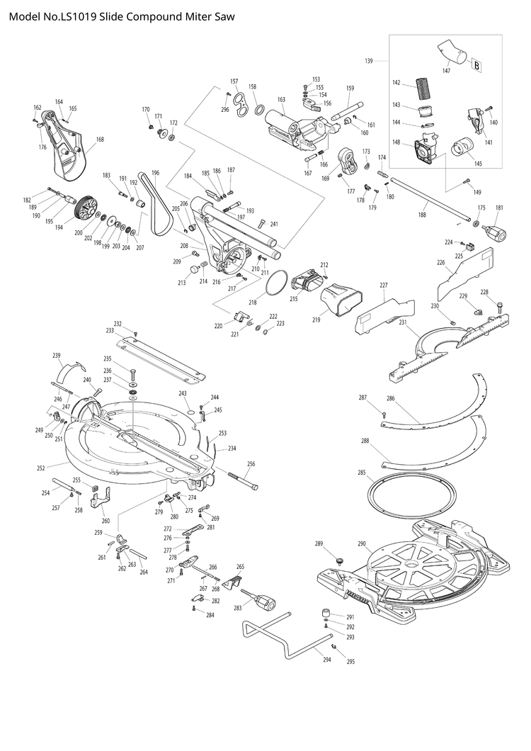 Makita LS1019 — сборочный чертёж, лист 2, деталь 650687-4 поз. 008