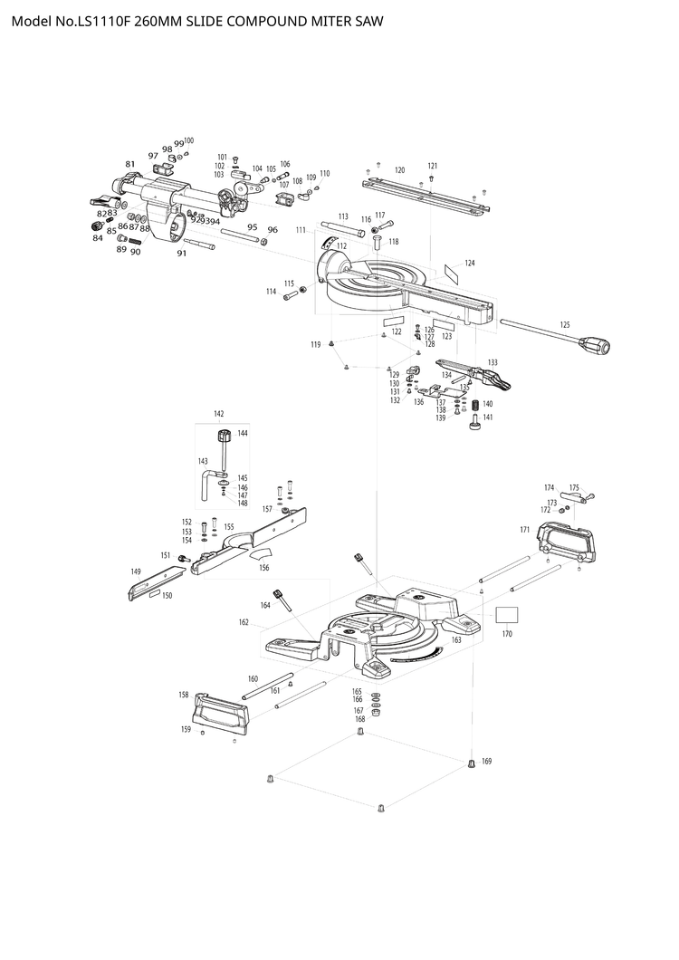 Makita LS1110F — сборочный чертёж, лист 2, деталь JM00000605 поз. 111