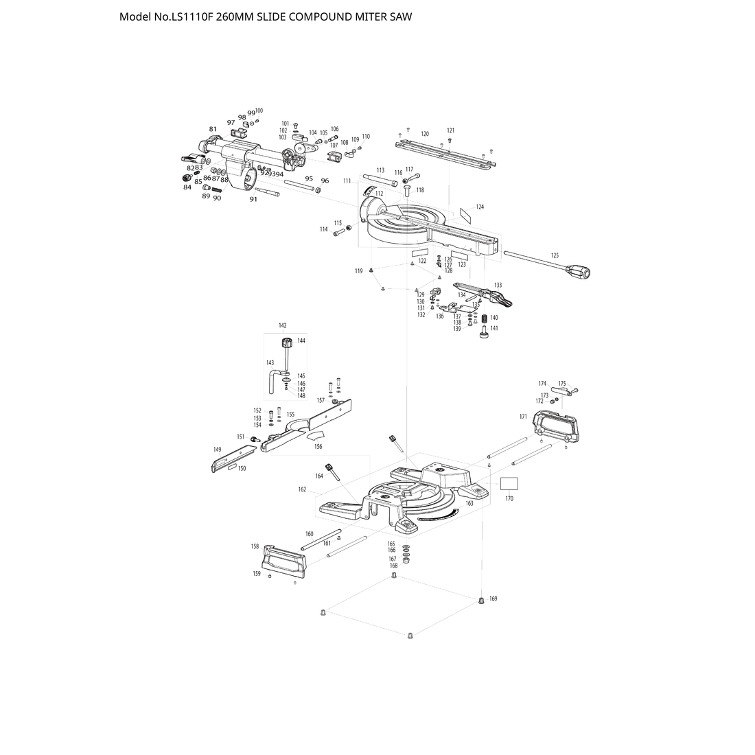 Makita LS1110F — сборочный чертёж, лист 2, деталь JM00000625 поз. 028