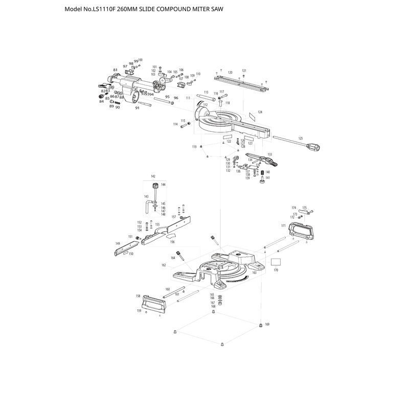 Makita LS1110F — сборочный чертёж, лист 2, деталь JM00000622 поз. 064