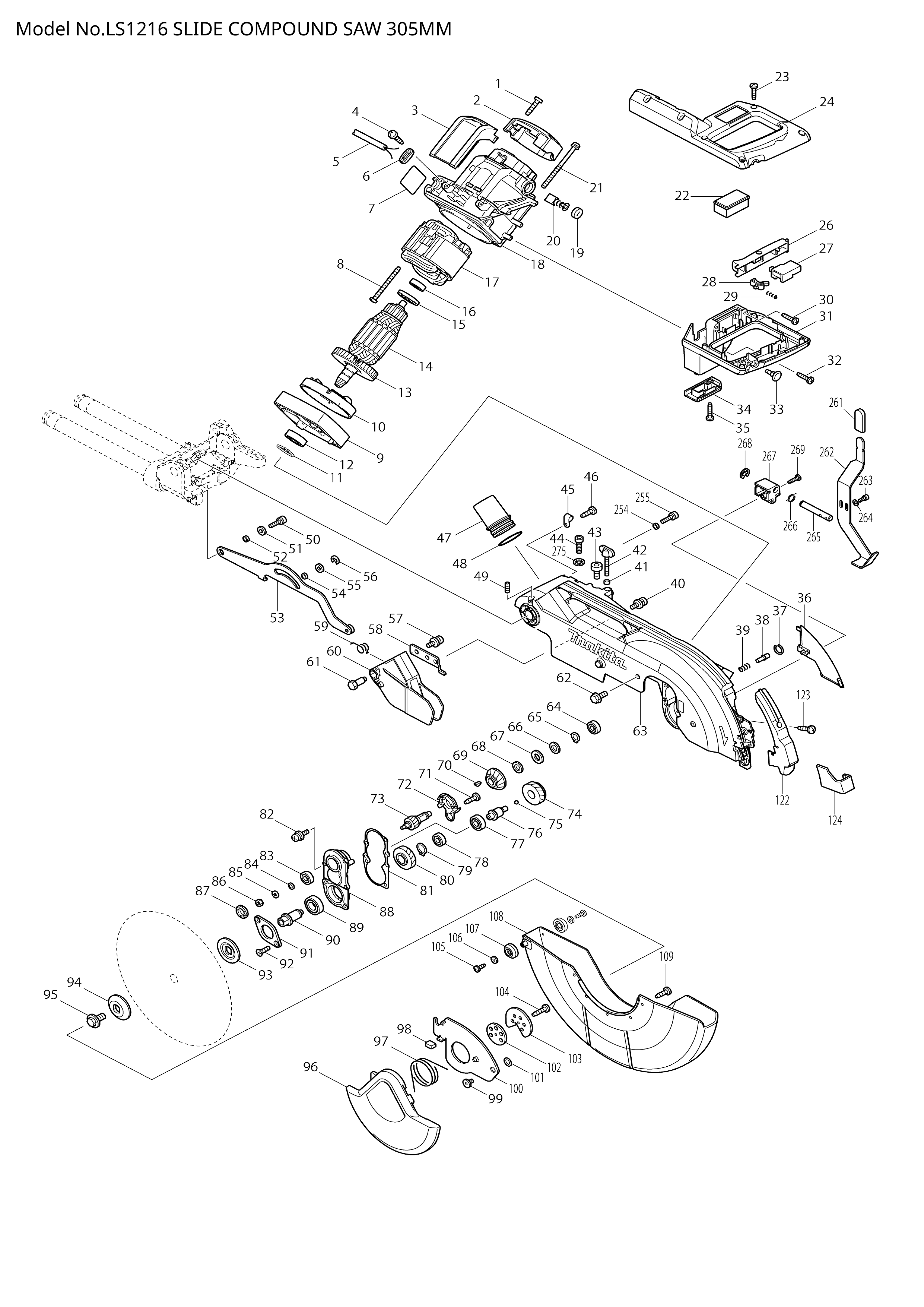 Makita LS1216 — сборочный чертёж, лист 1, деталь 451202-5 поз. 149