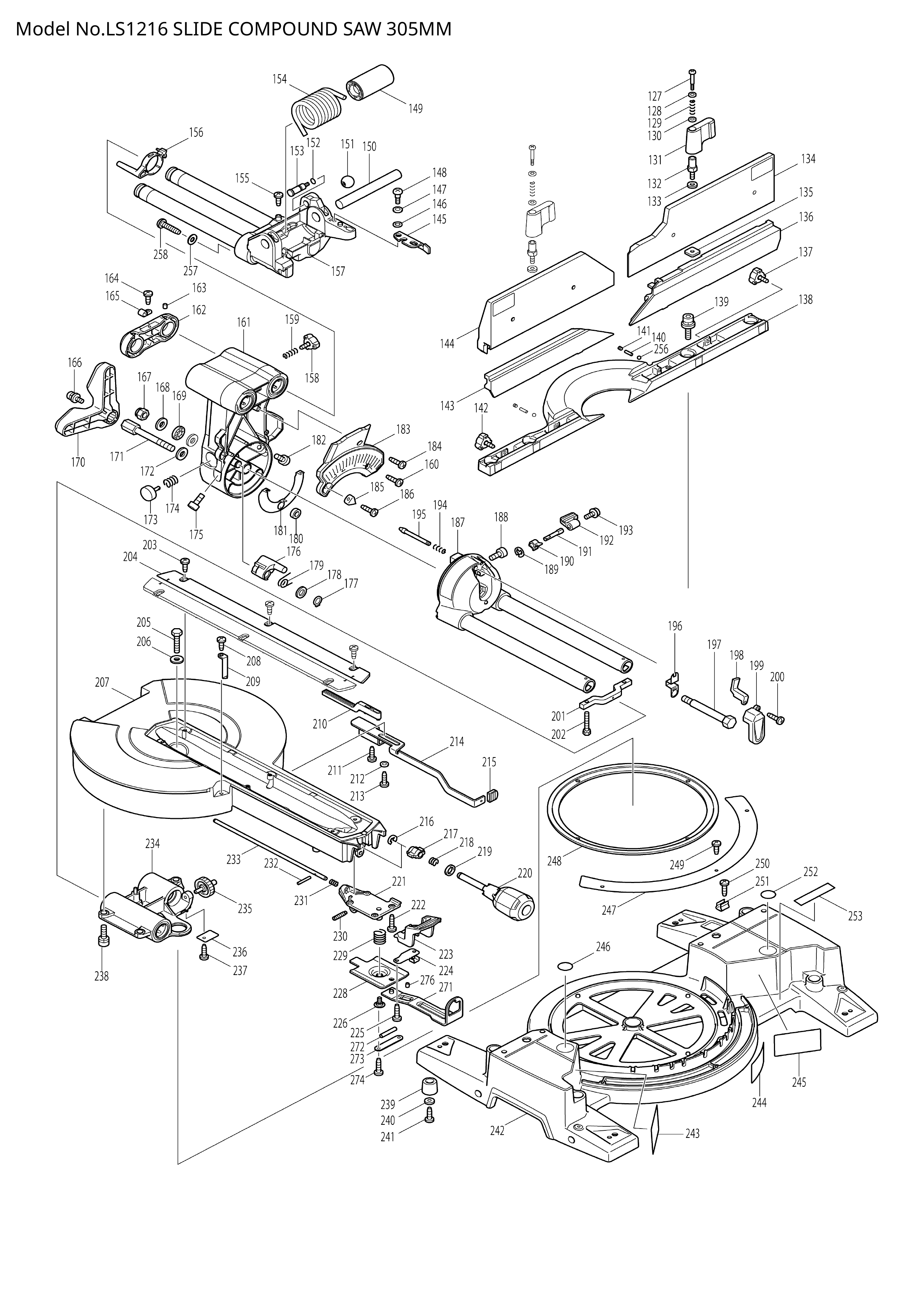 Makita LS1216 — сборочный чертёж, лист 2, деталь 451202-5 поз. 149
