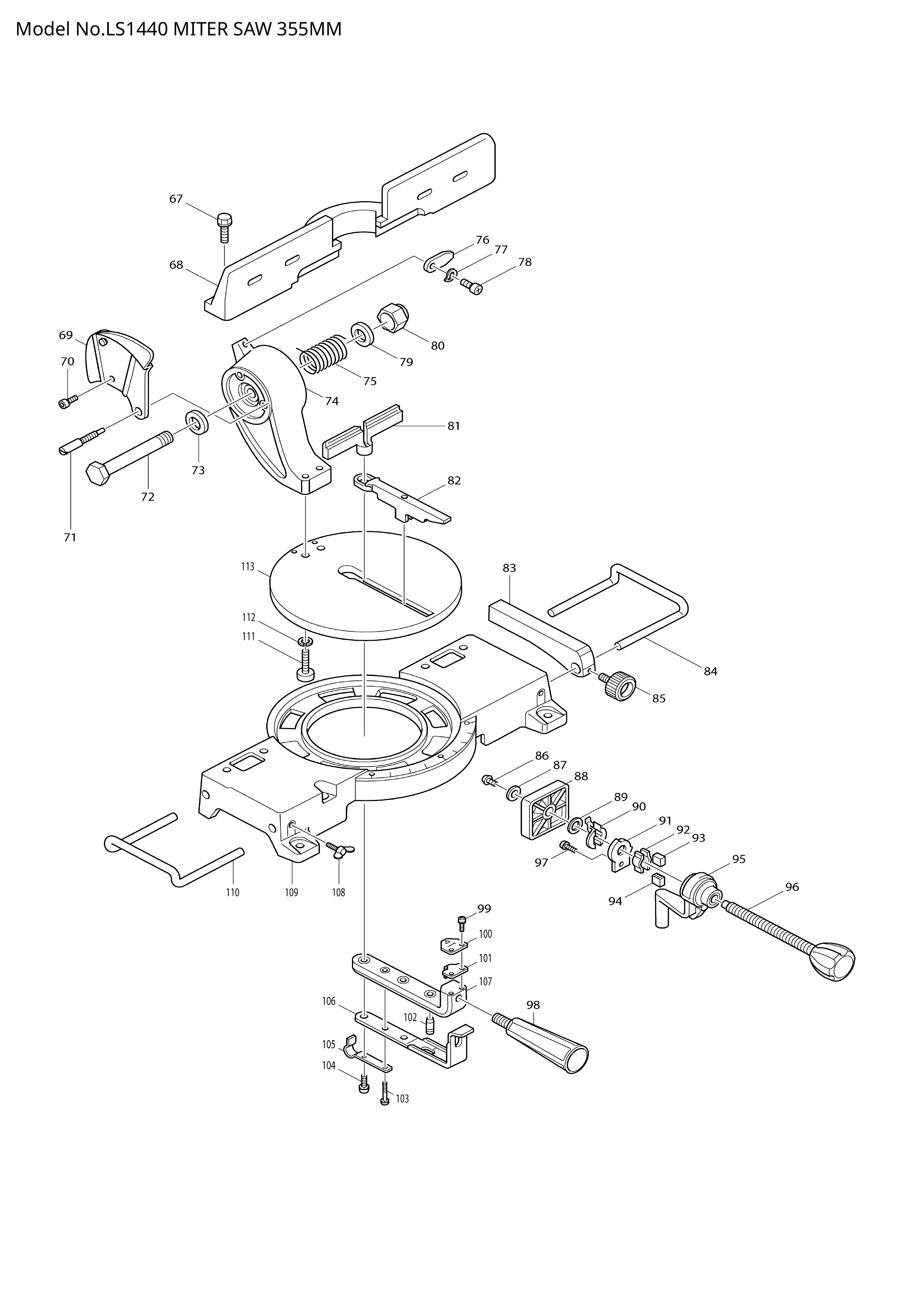 Makita LS1440 — сборочный чертёж, лист 2, деталь 251637-8 поз. 043-1