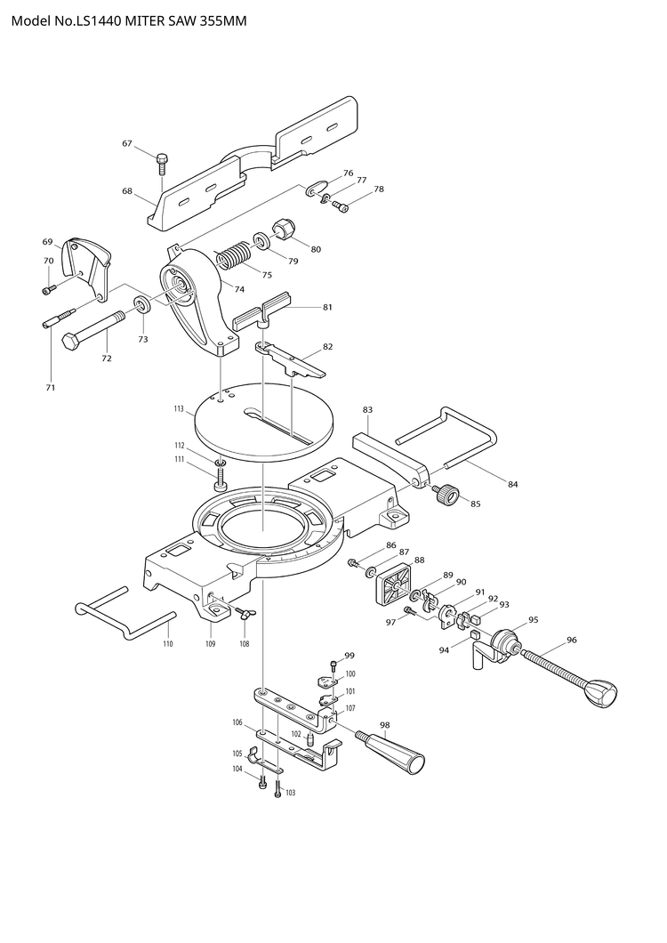Makita LS1440 — сборочный чертёж, лист 2, деталь 251637-8 поз. 043-1