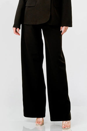 Luxe Stretch Woven Loose Fit Blazer And Wide Legs Pants Semi Formal Set