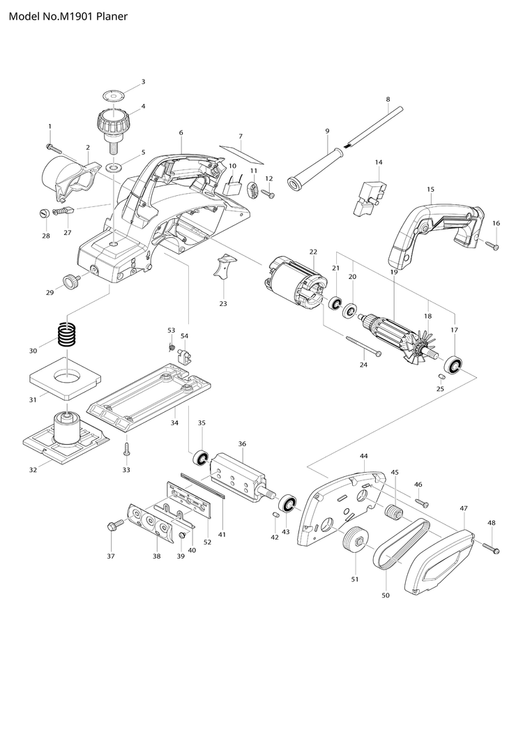 Makita M1901 — сборочный чертёж, лист 1, деталь 650217-1 поз. 014