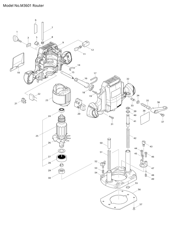 Makita M3601 — сборочный чертёж, лист 1, деталь 650218-9 поз. 020
