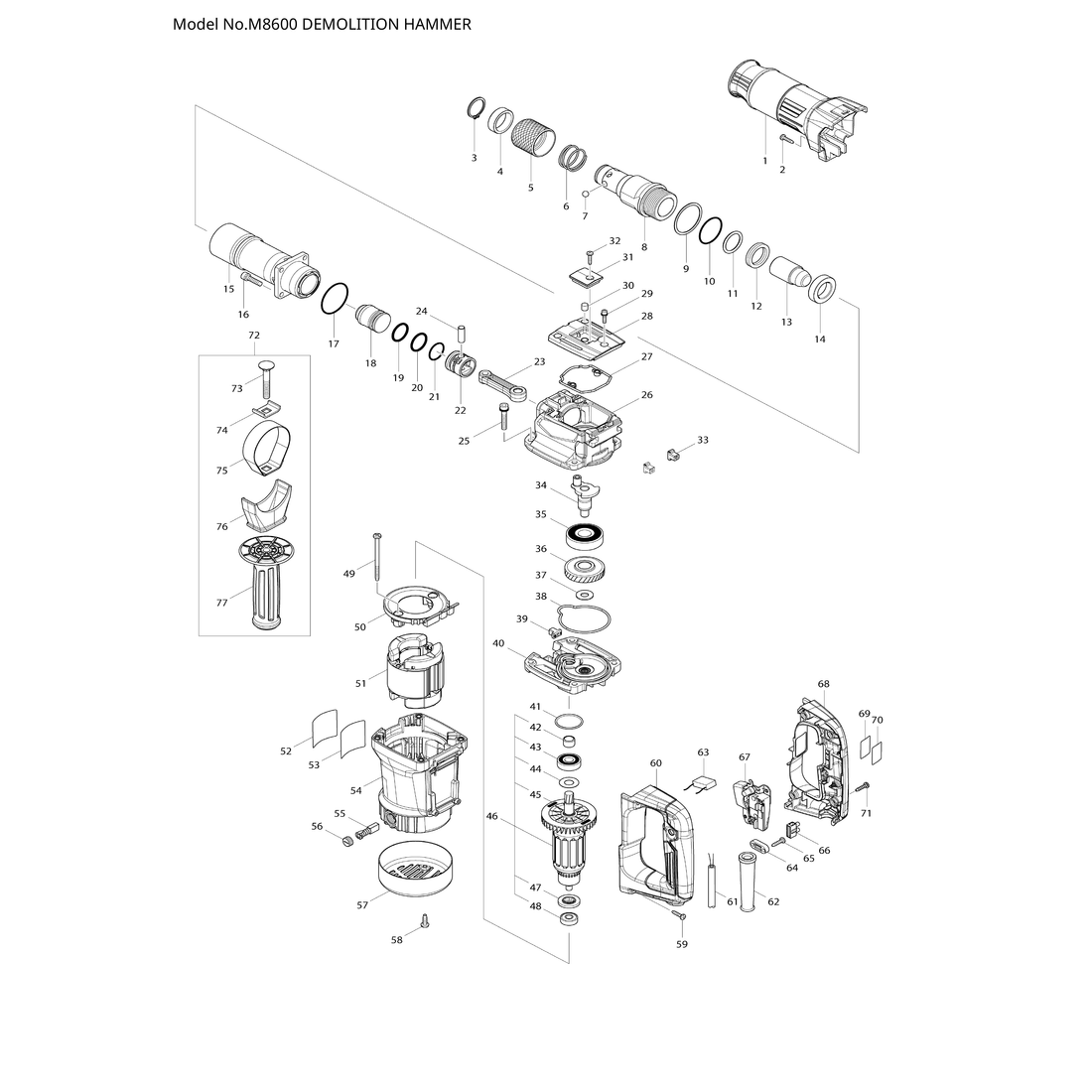 Makita M8600 — сборочный чертёж, лист 1, деталь 650253-7 поз. 067