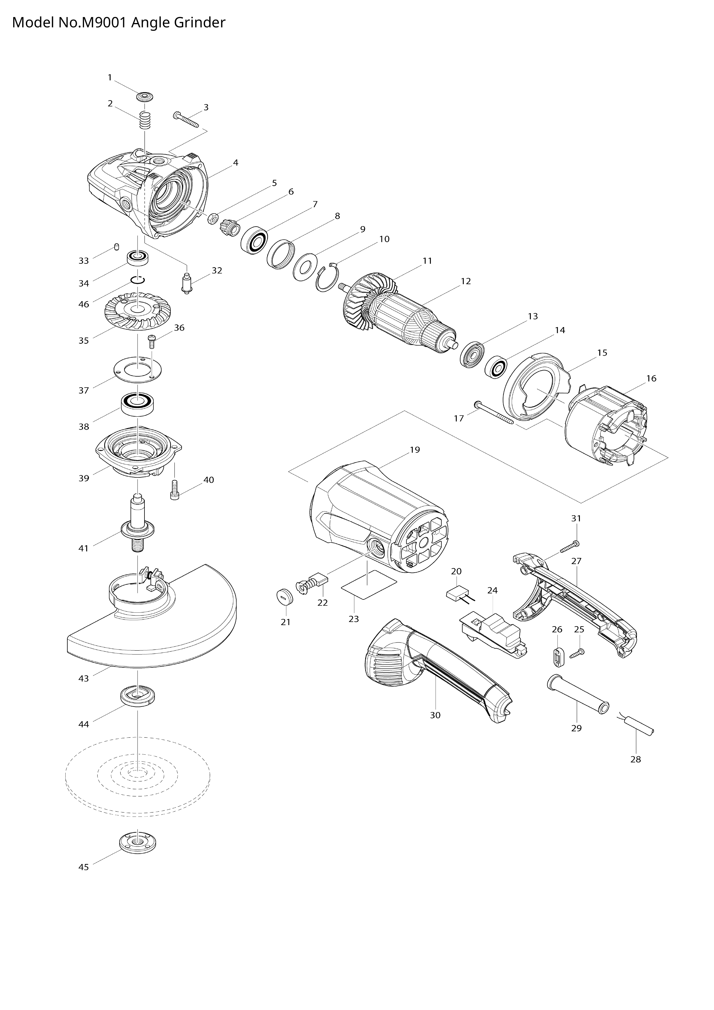 Makita M9001 — сборочный чертёж, лист 1, деталь 516948-1 поз. 012