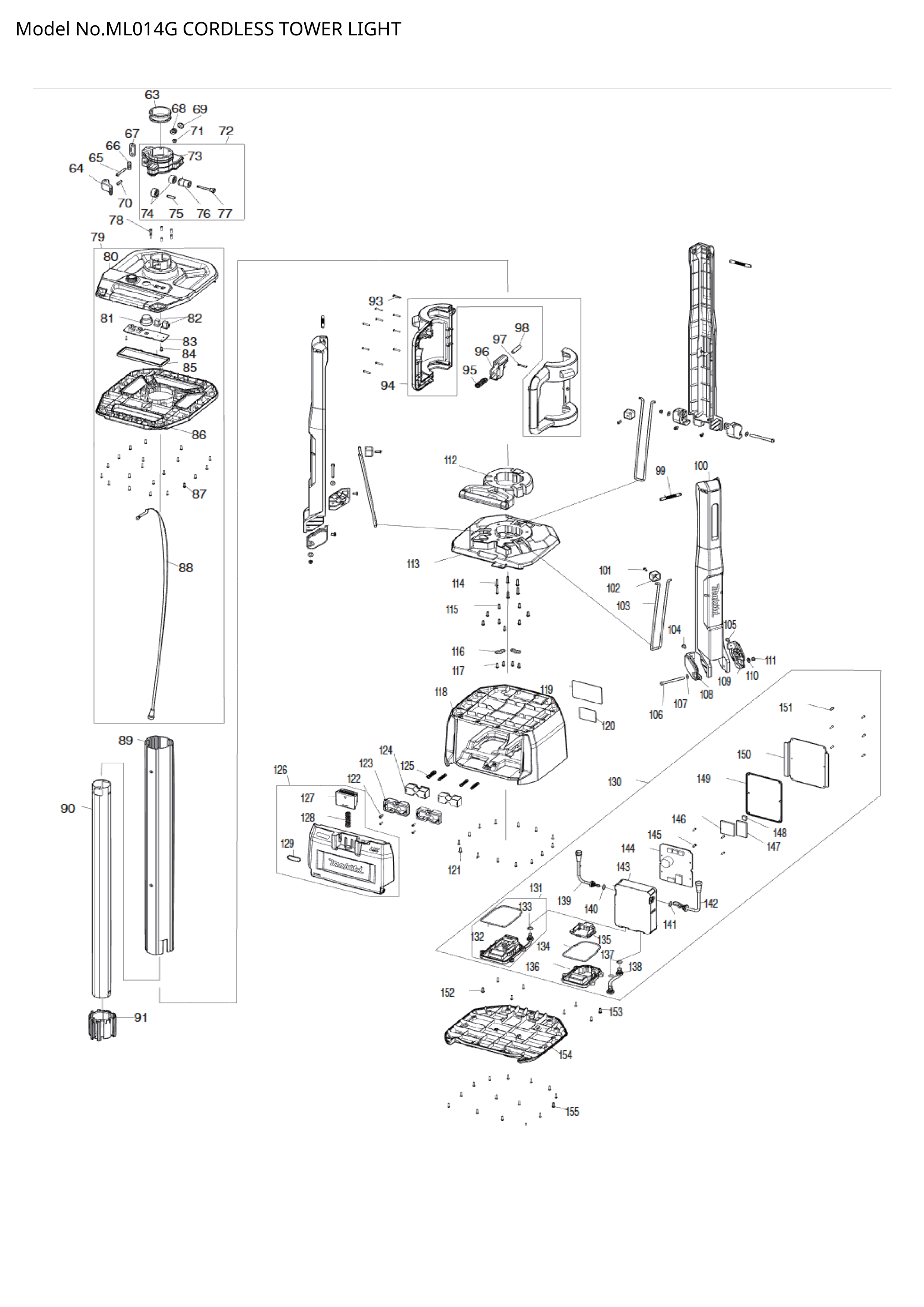 Makita ML014G — сборочный чертёж, лист 2, деталь TD00000068 поз. 053
