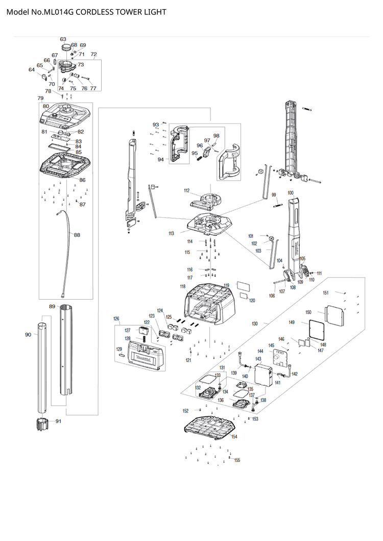 Makita ML014G — сборочный чертёж, лист 2, деталь TD00000068 поз. 053