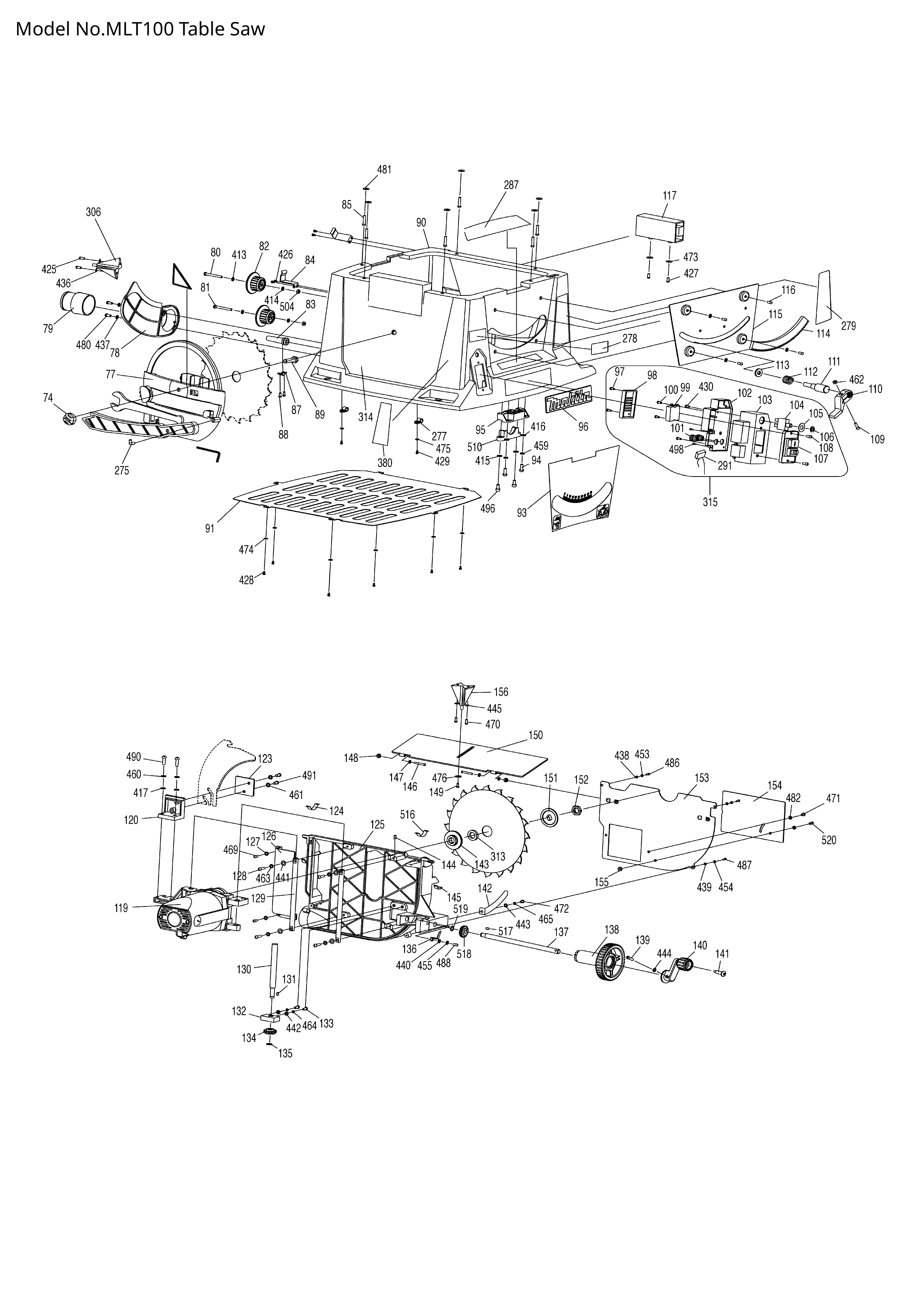 Makita MLT100 — сборочный чертёж, лист 2, деталь JM00000418 поз. 123-1
