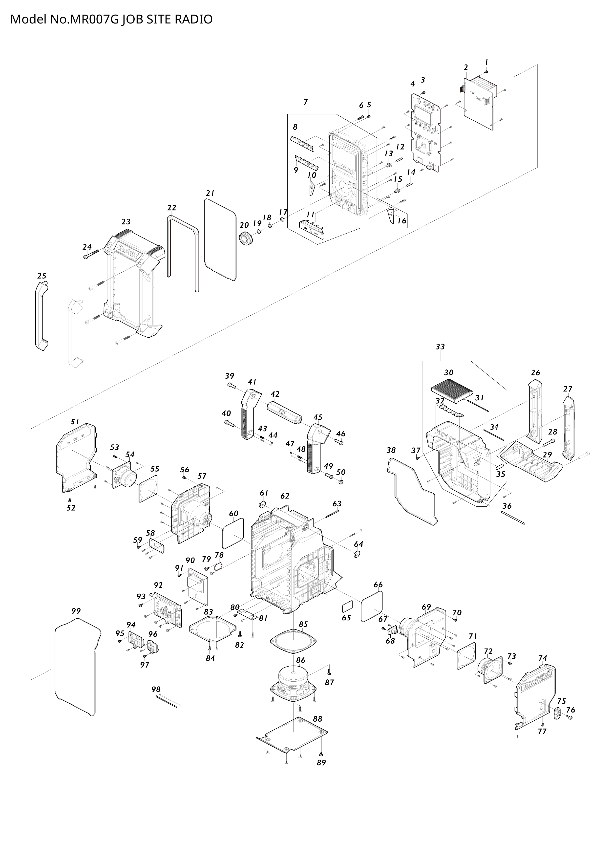 Makita MR007G — сборочный чертёж, лист 1, деталь SE00001054 поз. 092
