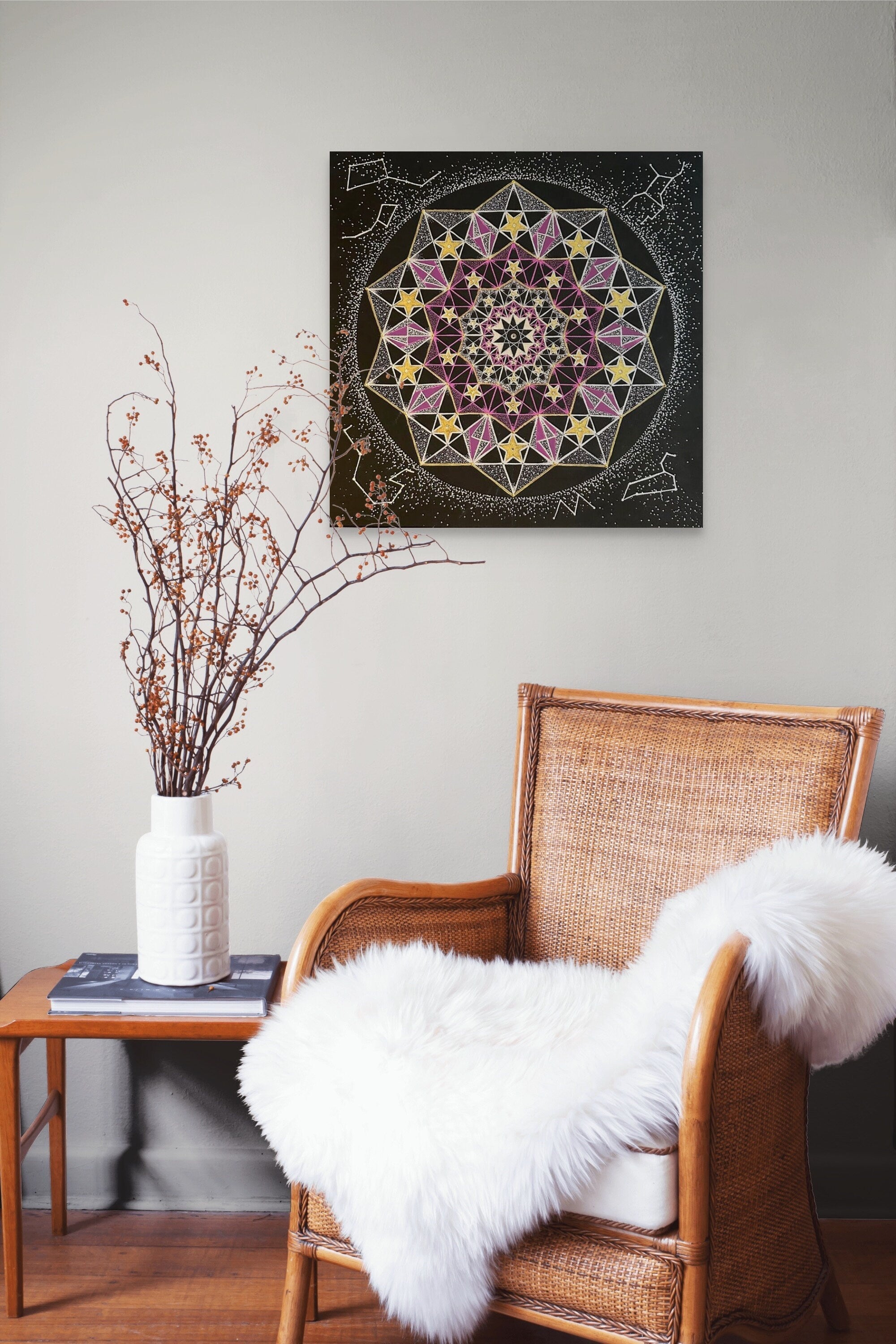 Mandala, Energy painting, Sacred Geometry, Pentagram, Stars