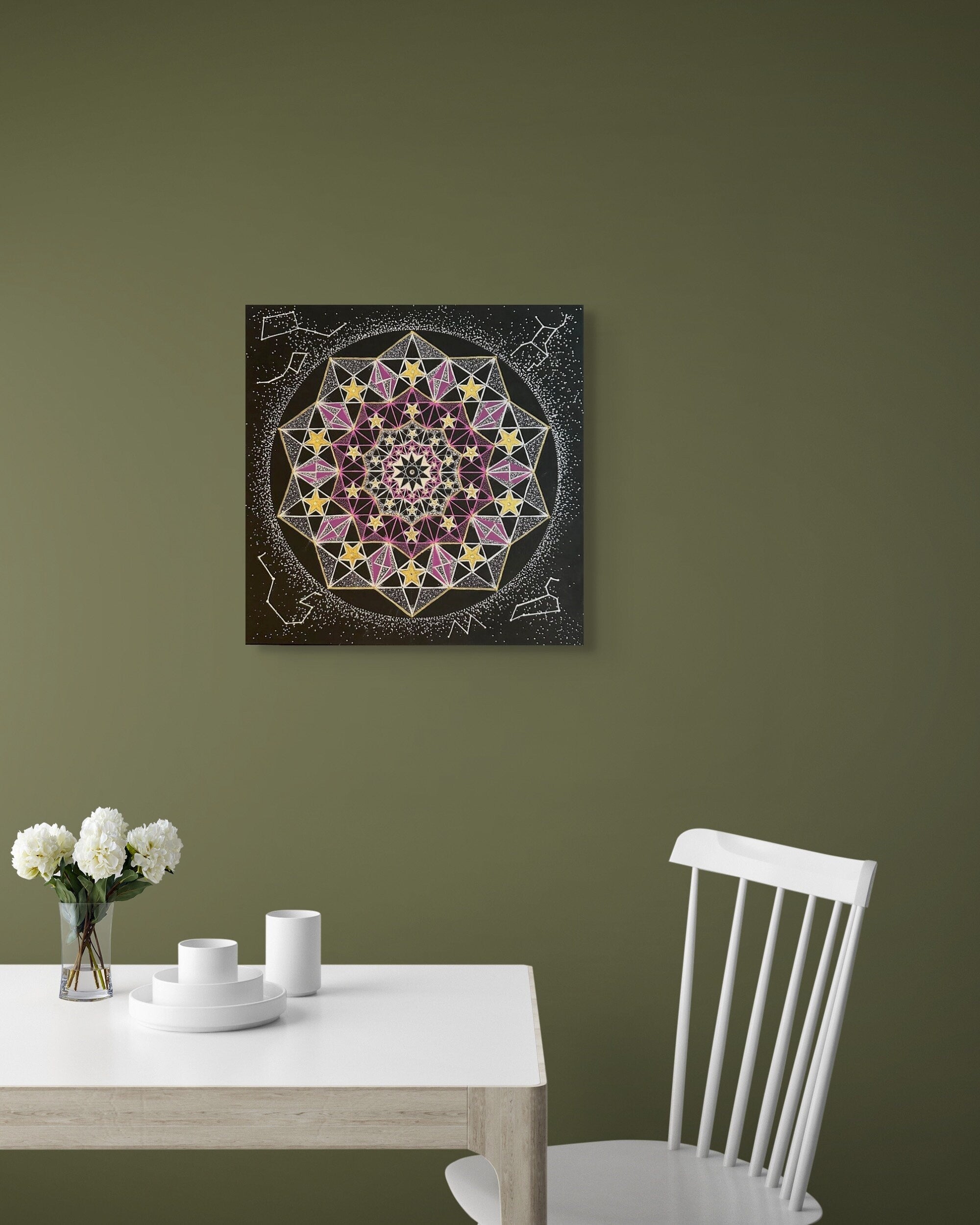 Mandala, Energy painting, Sacred Geometry, Pentagram, Stars