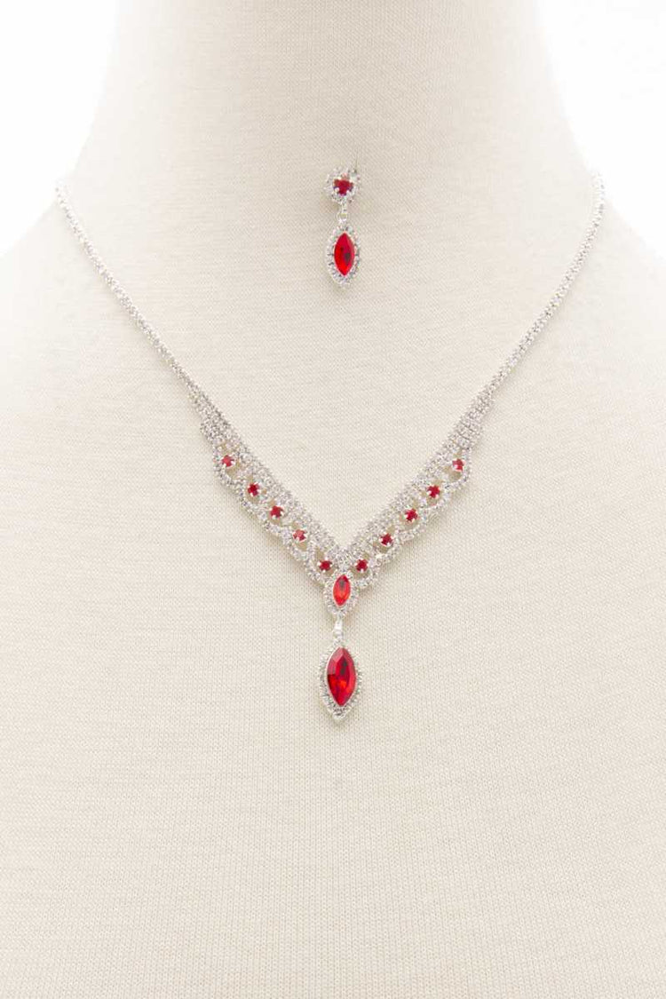 Marquise Shape Rhinestone Necklace