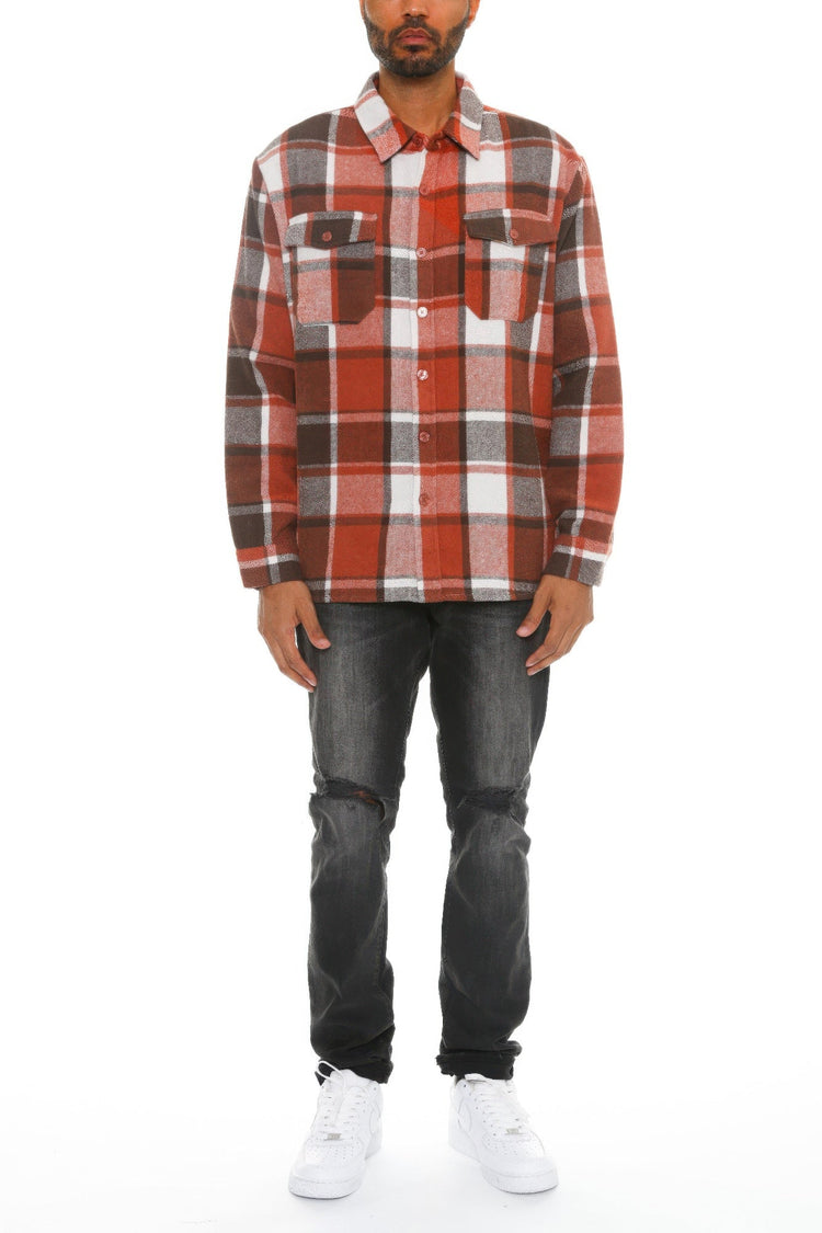 Mens Checkered Soft Flannel Shacket