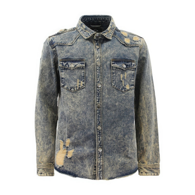 Men's Ripped Denim Overshirt