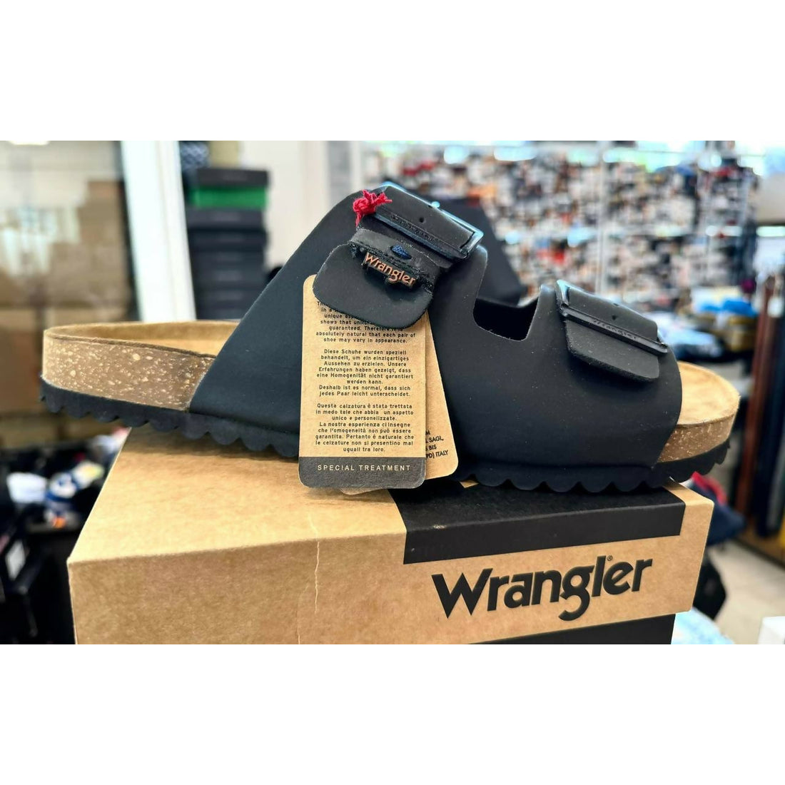Mens Sandals, Arch Support Slides with Adjustable Buckle Straps and Cork Footbed