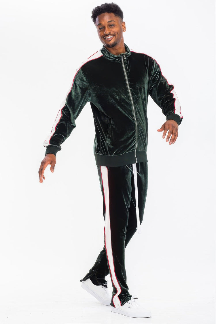 Mens Velour Track Jacket And Track Pant Set